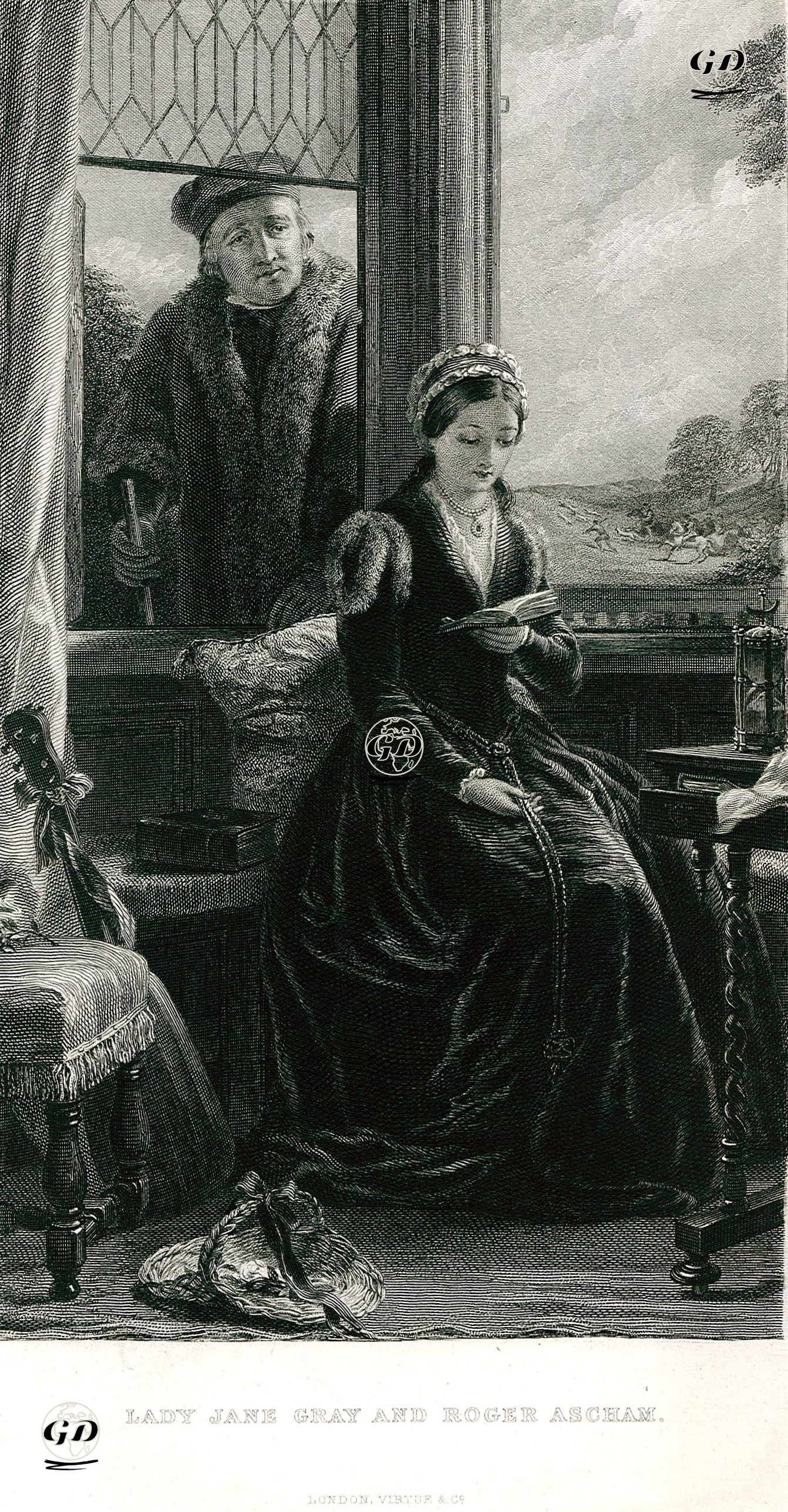 1550 Yılında İngiliz Kraliyet Öğretmeni Roger Ascham'ın Lady Jane Grey'i Platon'un Phaidon Kitabını Okurken Bulması -  - 1860's