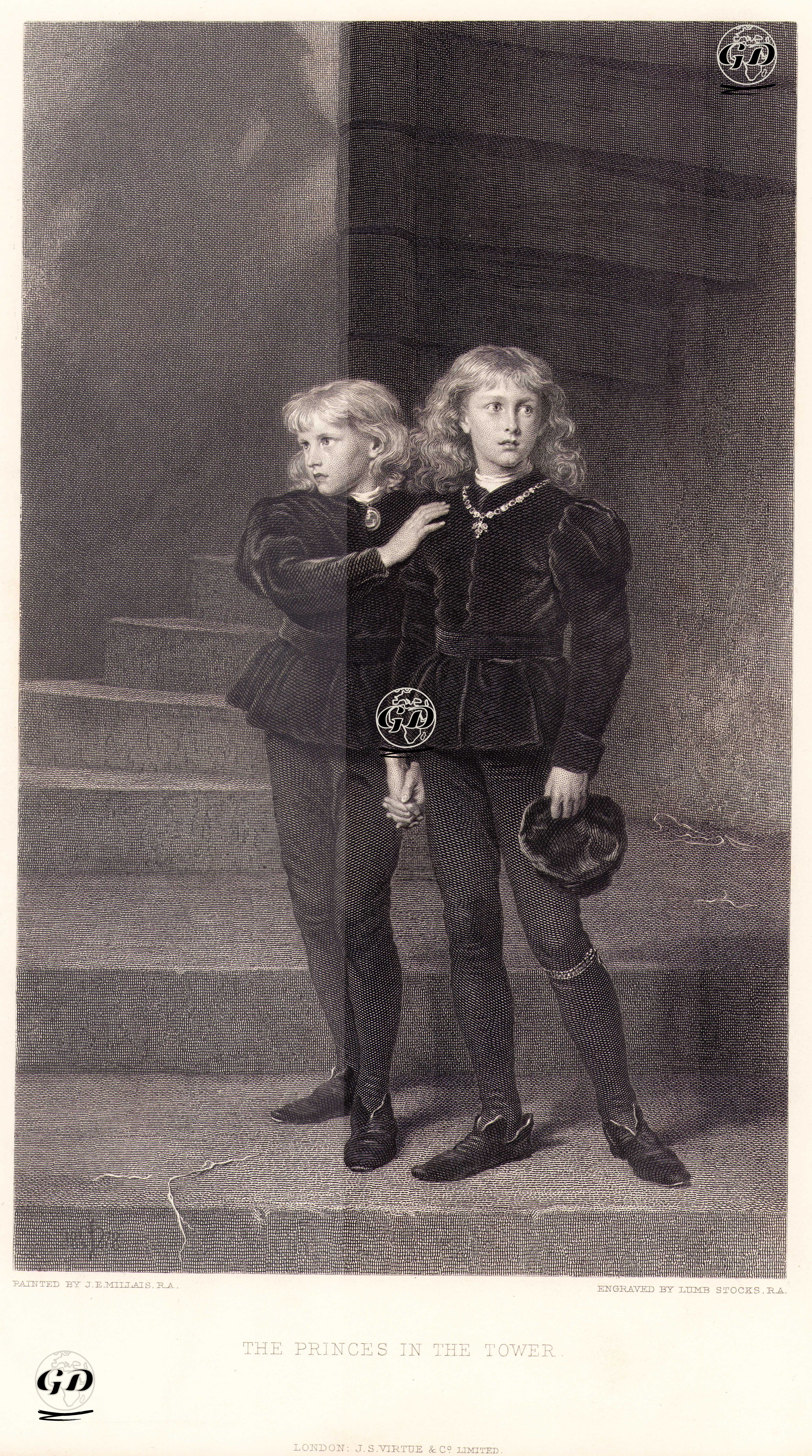 Tahttan İndirilen İngiltere Kralı V.Edward Ve Kardeşi York Dükü Richard Shrewsbury Öldürülmeden Önce Londra Kalesinde - John Everett Millais (1829-1896) - 1884