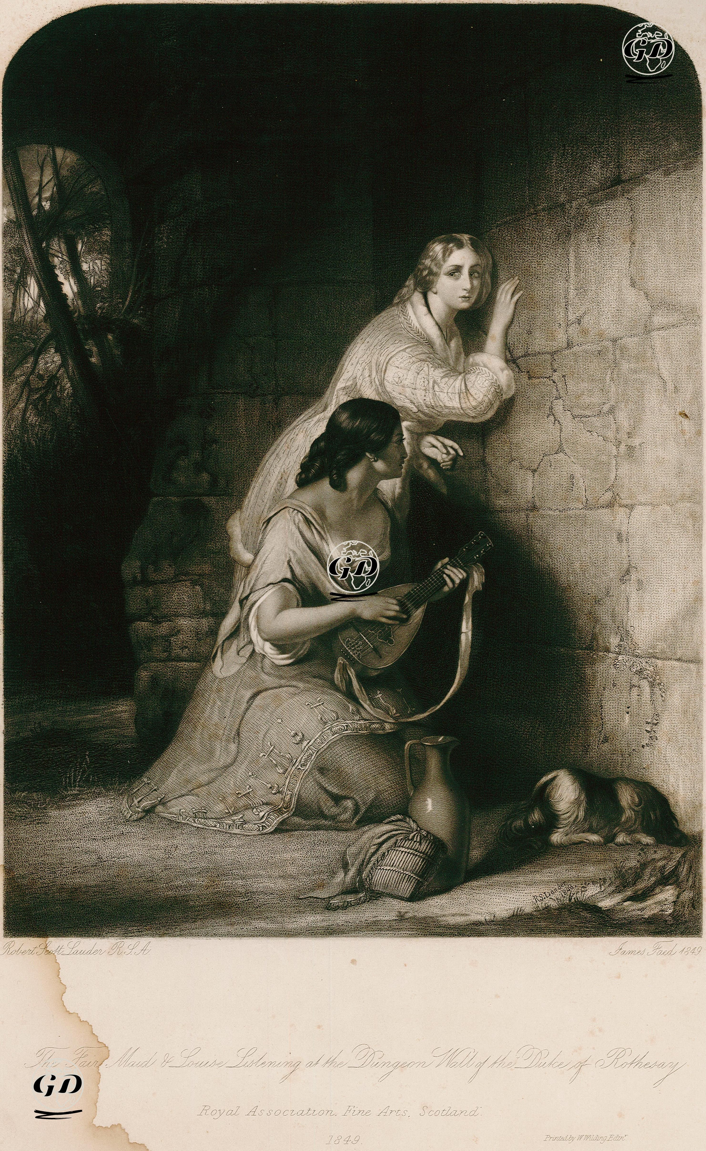 The Fair Maid & Louise Listening At The Dungeon Wall Of The Duke Of Rothesay - Robert Scott Lauder (1803-1869) - 1849