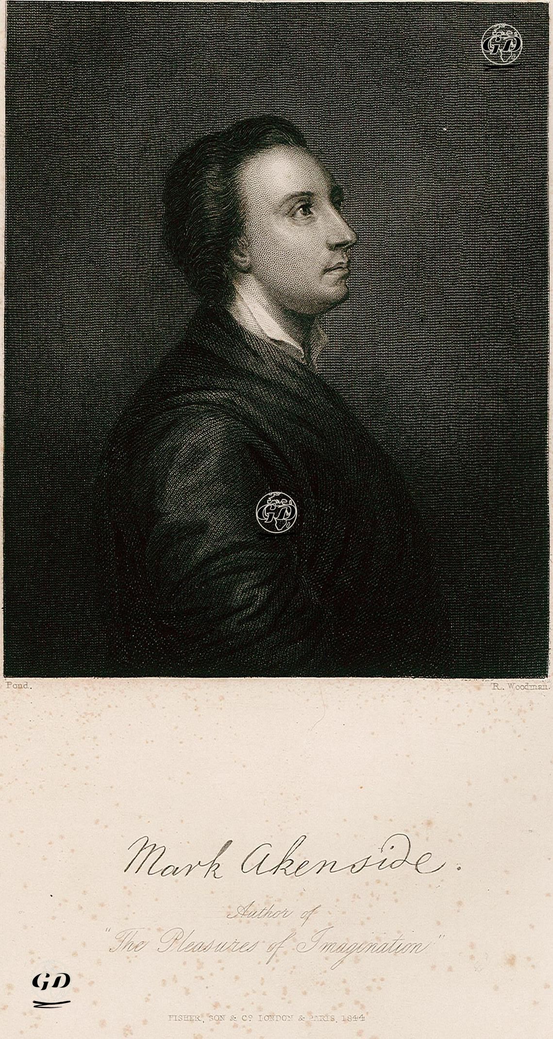 Mark Akenside, Author Of The Pleasures Of Imagination - Pond - 1844