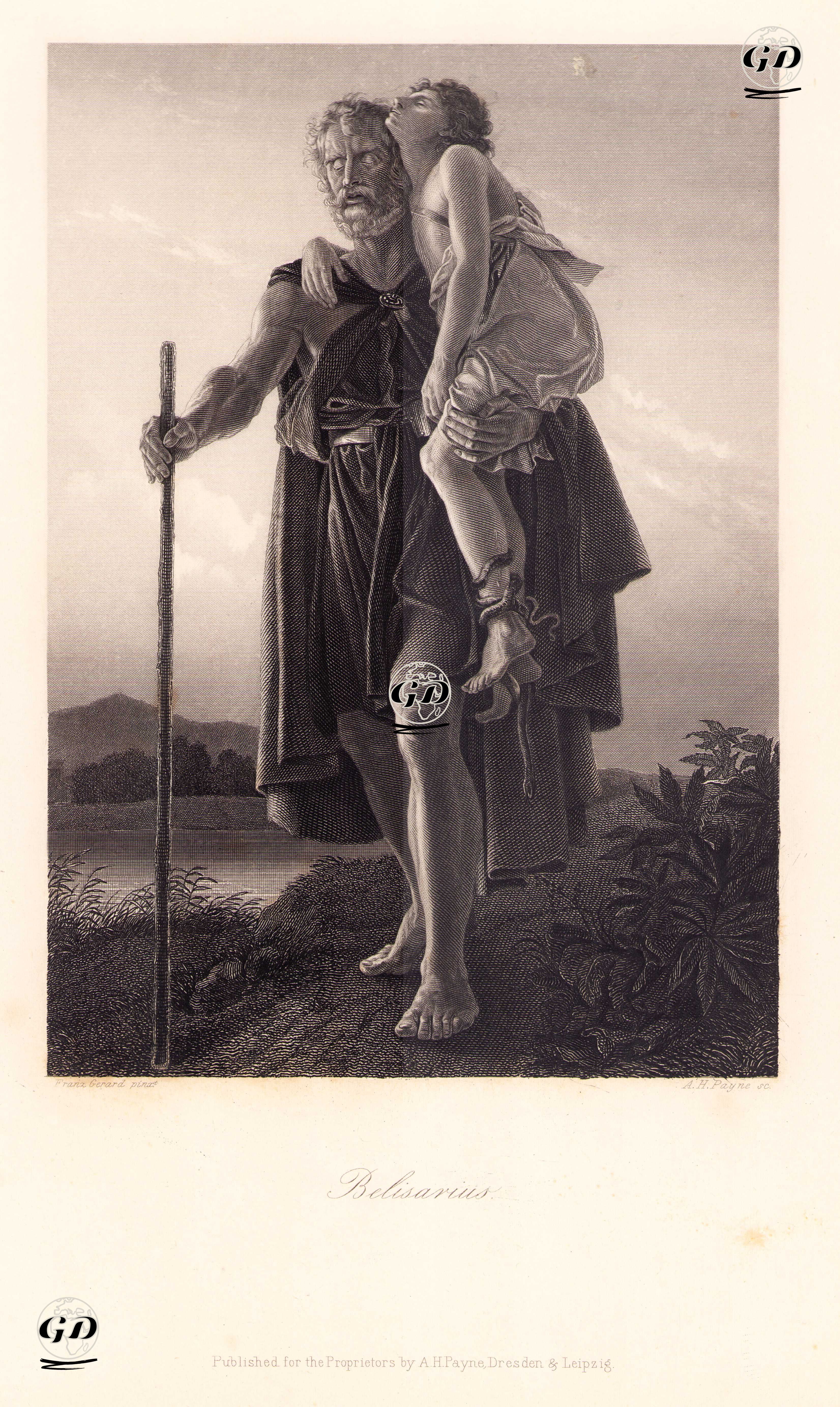 Doğu Roma (Bizans) İmparatoru Justinian'ın Gözlerini Kör Ettirdiği General Flavius Belisarius - Franz Gerard - 1850's