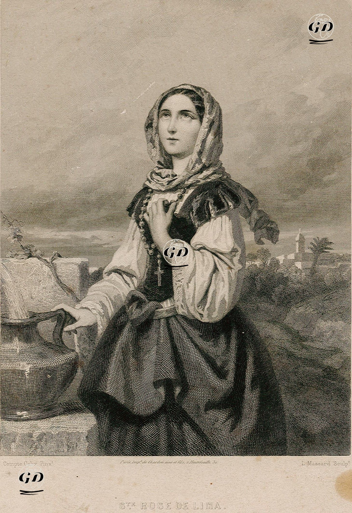St. Rose De Lima - François Claudius Compte-Calix (1813-1880) - 1840's-1850's