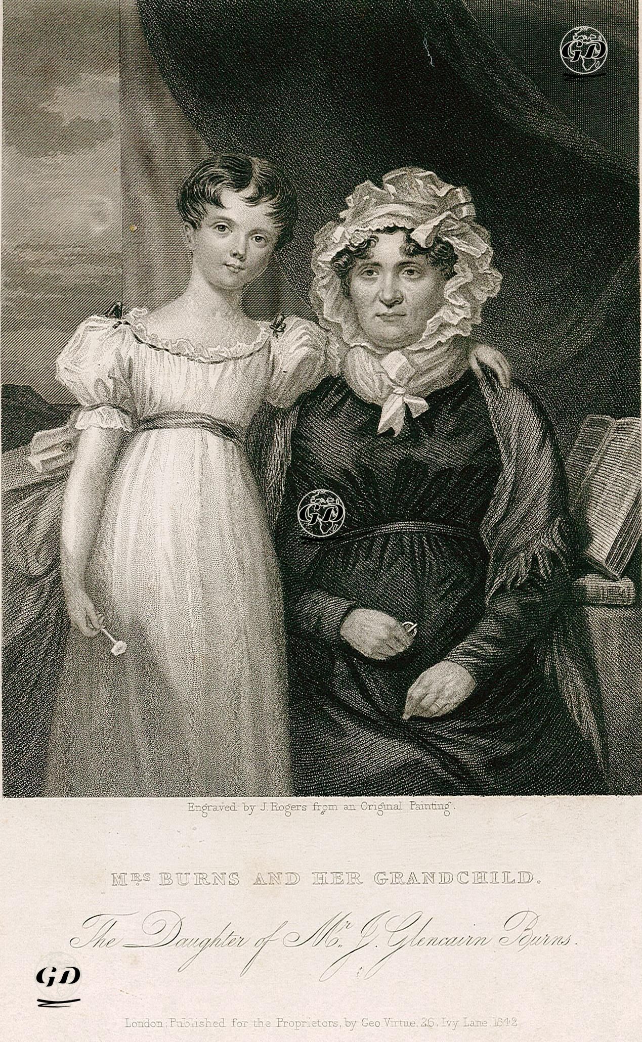 Şair Robert Burns'un Eşi Jean Burns Ve Torunu -  - 1842