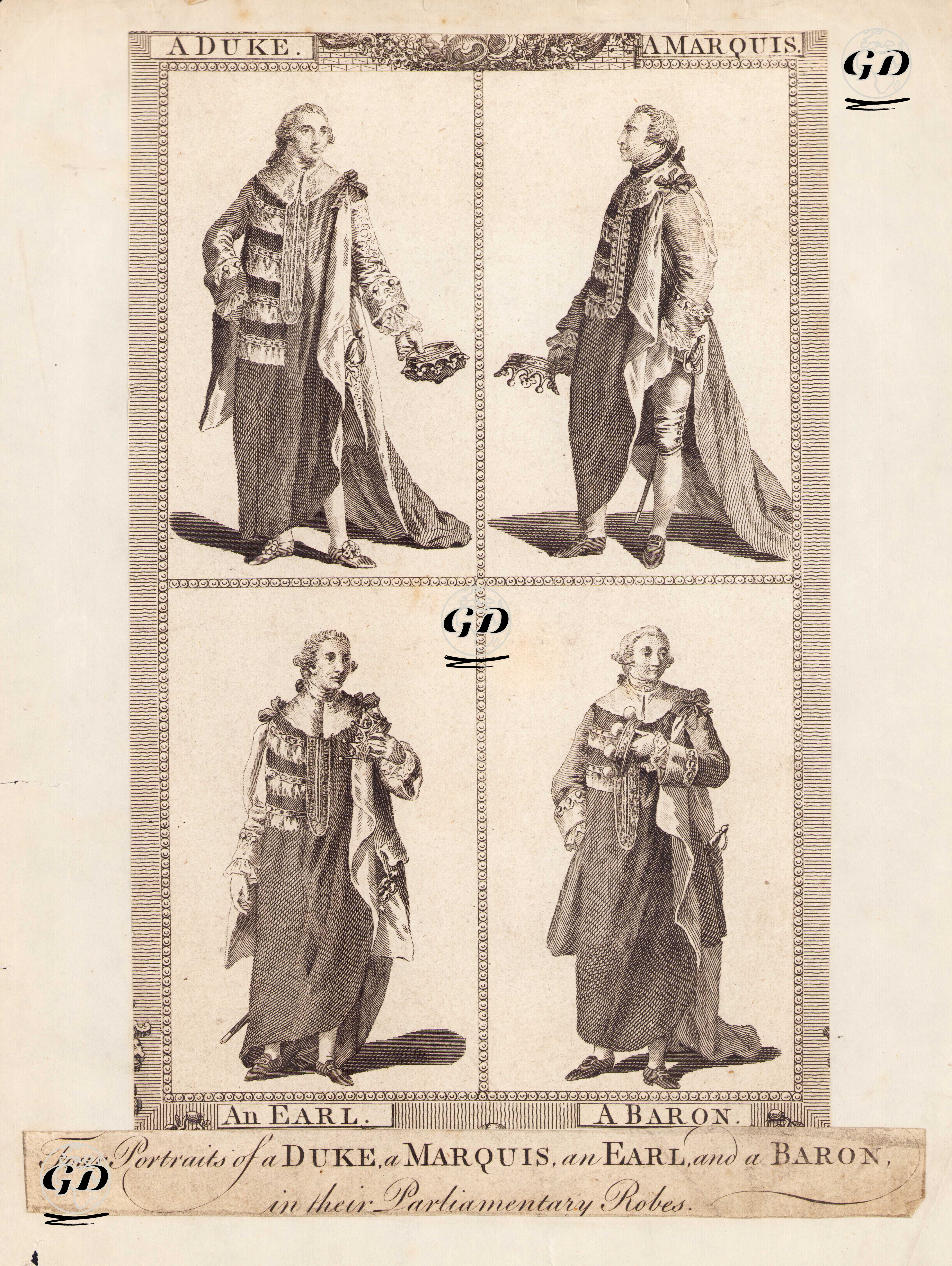 İngiliz Meclis Kıyafetleri İle Bir Dük, Bir Marki, Bir Kont Ve Bir Baron -  - 1784