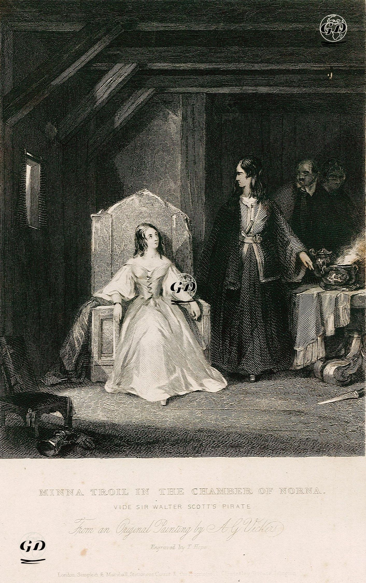 Minna Troil Norna'nın Odasında - Alfred Gomersal Vickers (1810-1837) - 1830's