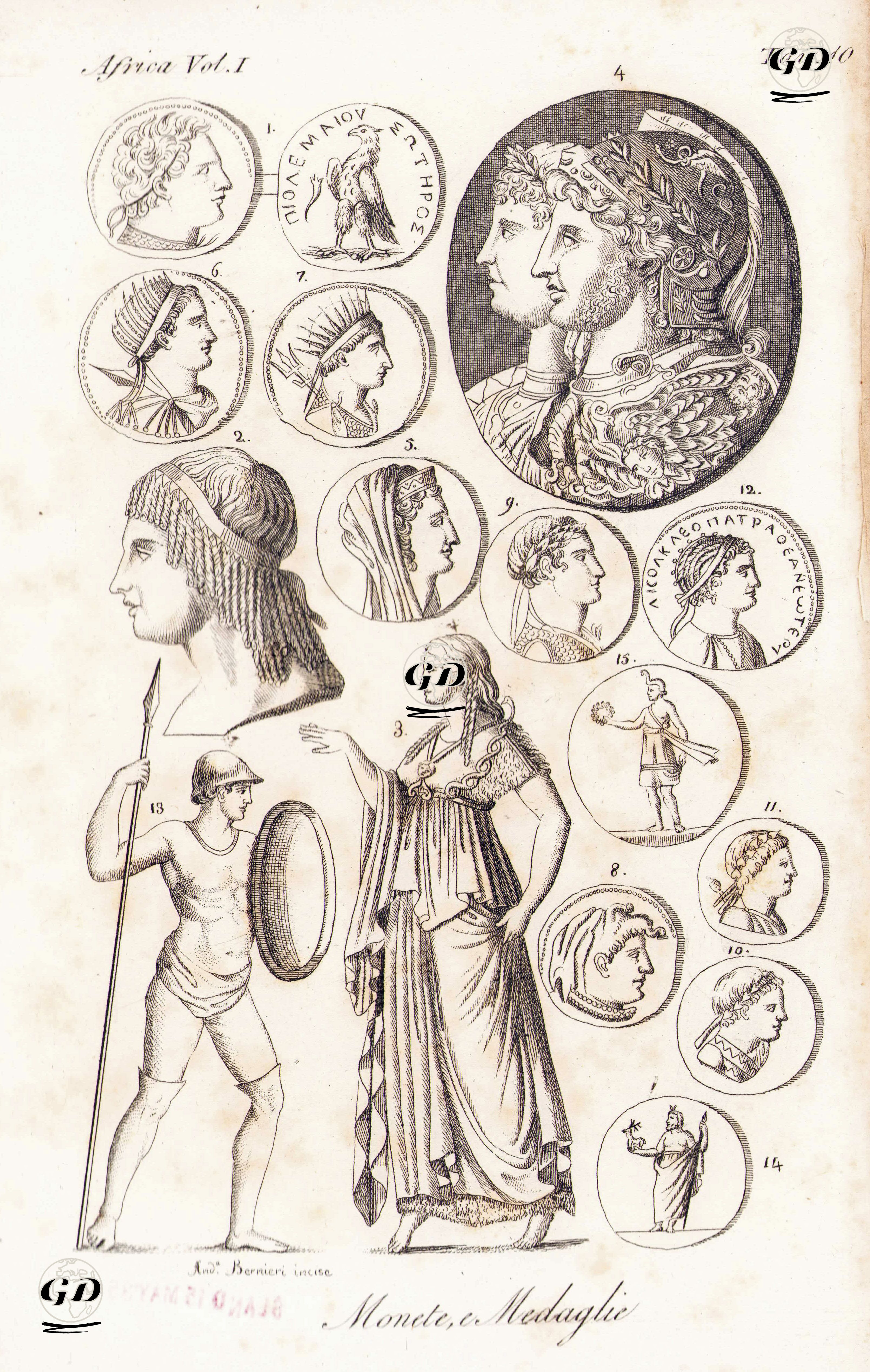 Mısır'da Kullanılan Madeni Paralar Ve Madalyalar, 1.13.Mısır Kralı Ptolemy III Euergetes 2.Mısır Kraliçesi Berenice 3.5.Kleopetra'nın Kardeşi Arsinoe 4.Mısır Kralı II.Ptolemy Philadelphus 6.Mısır Kralı V.Ptolemy Epiphanes 7.Mısır Kralı VIII.Ptolemy Physcon 8.Mısır Kralı IX. Ptolemy Lathyros 9.Ptolemy XI Alexander II 10.Mısır Kralı XII.Ptolemy Auletes..., Afrika Cilt 1. Resim 10. -  - 1820's-1840's
