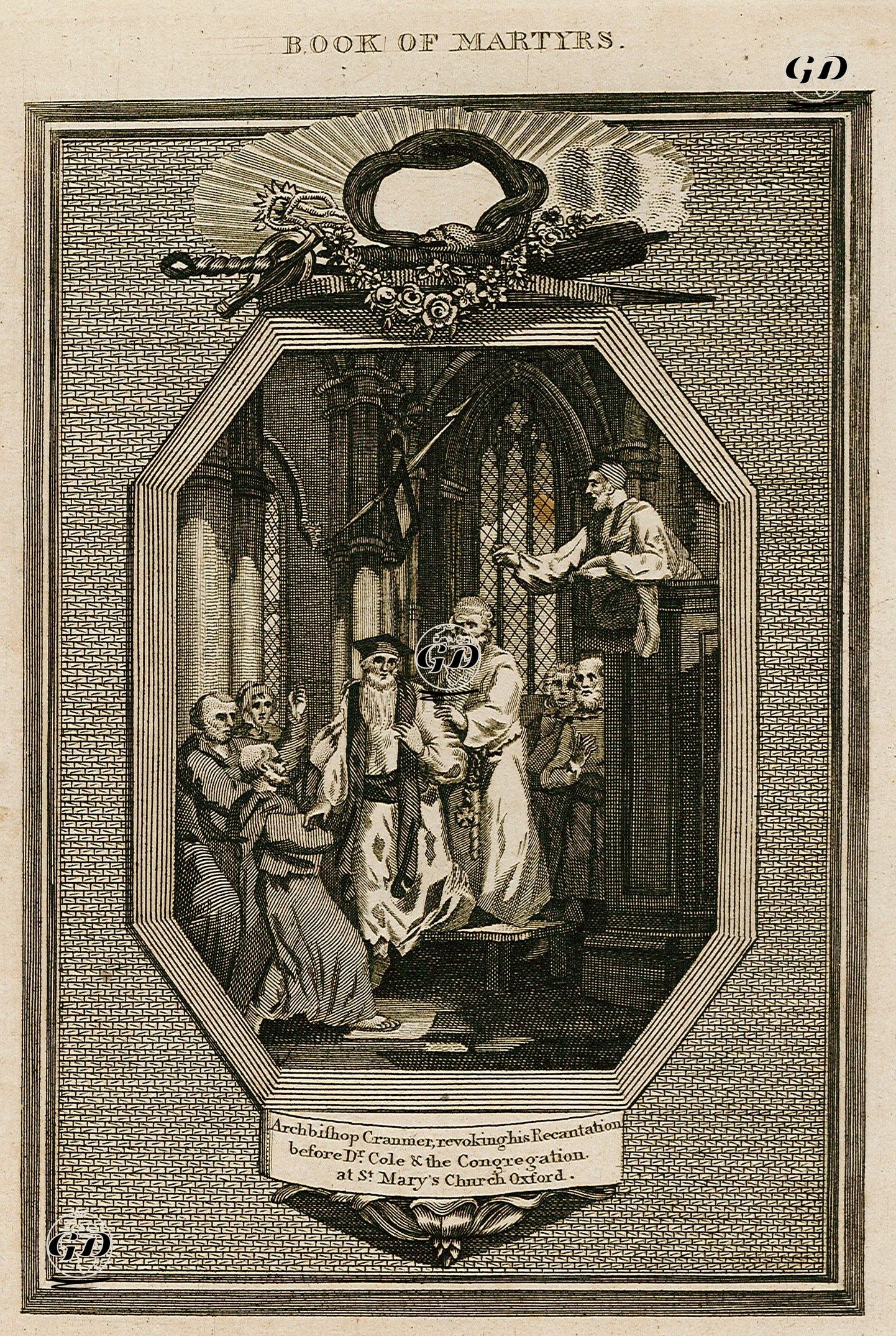 Şehit Sayılabilmesi İçin Başpiskopos Thomas Cranmer'in Yakılarak İnfazından Önce St.Mary Kilisesinde İtirazını Geri Çekmesi -  - 1800's
