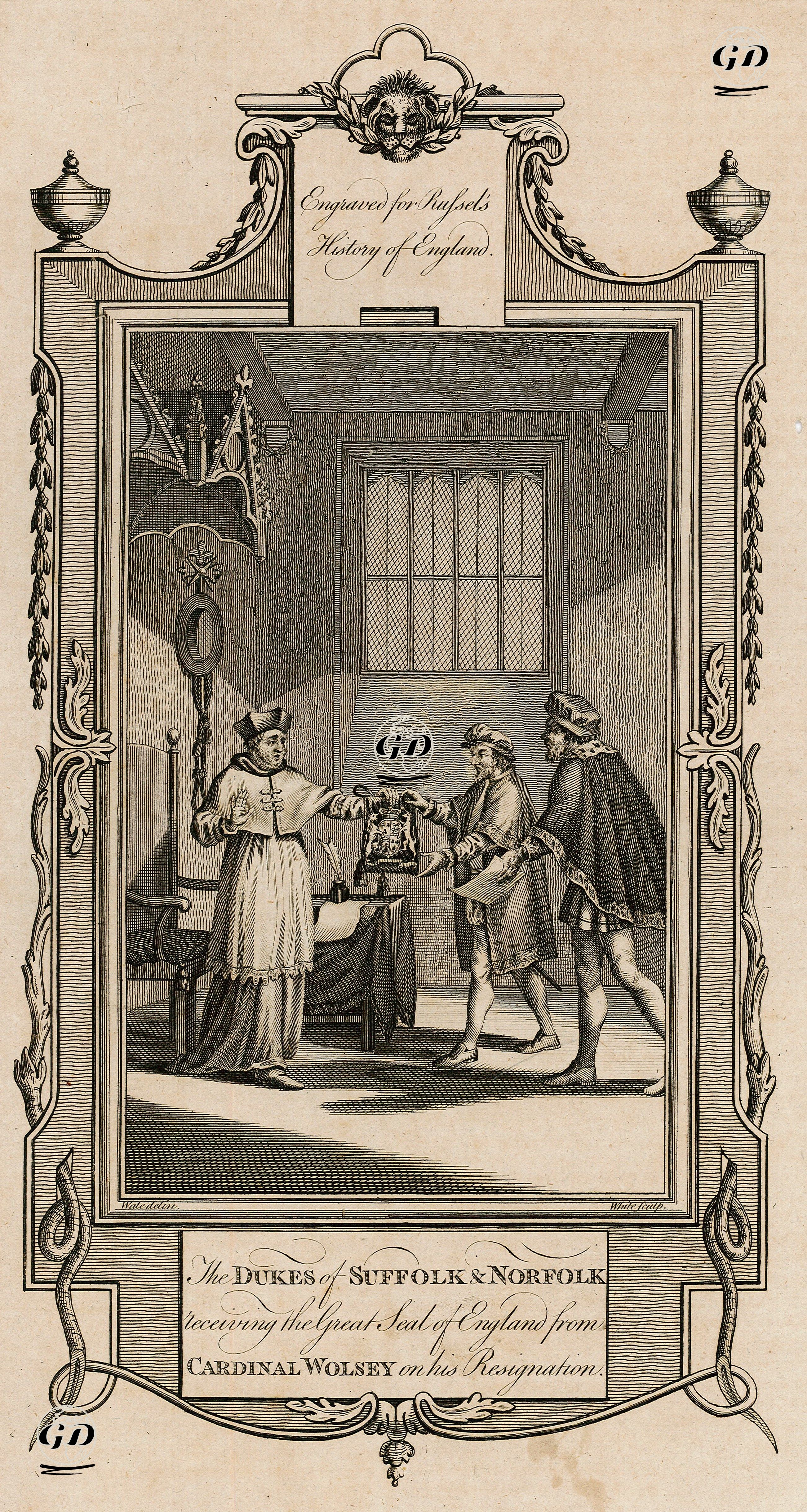 The Dukes Of Suffolk & Norfolk Receiving The Great Seal Of England From Cardinal Wolsey On His Resignation - Samuel Wale (1721-1786) - 1780