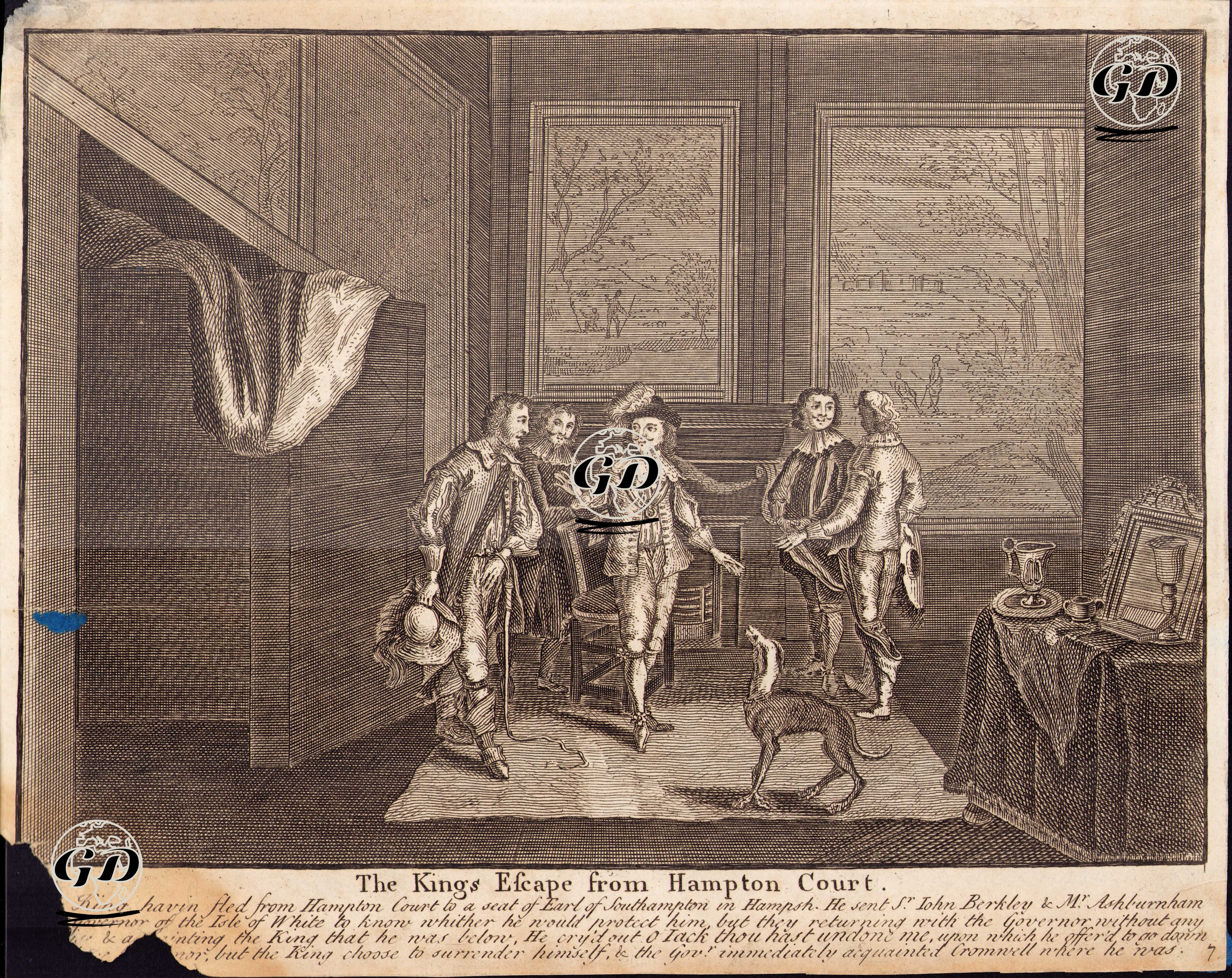 İngiliz İç Savaşı Sırasında Kral Charles'in Hampton Court'dan Kaçışı -  - 1732