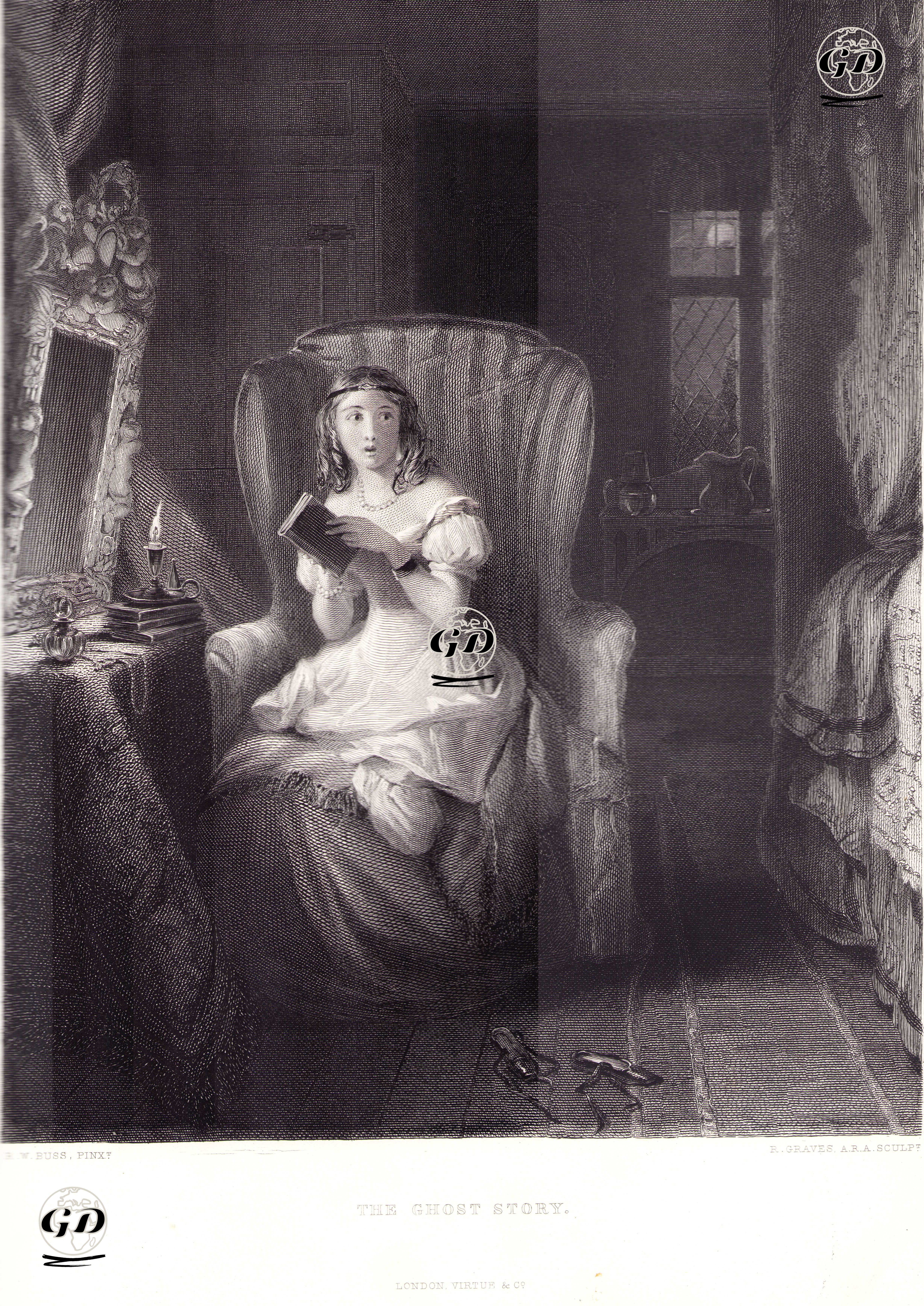 Hayalet Hikayesi Okuyan Kız - Robert William Buss (1804-1875) - 1874