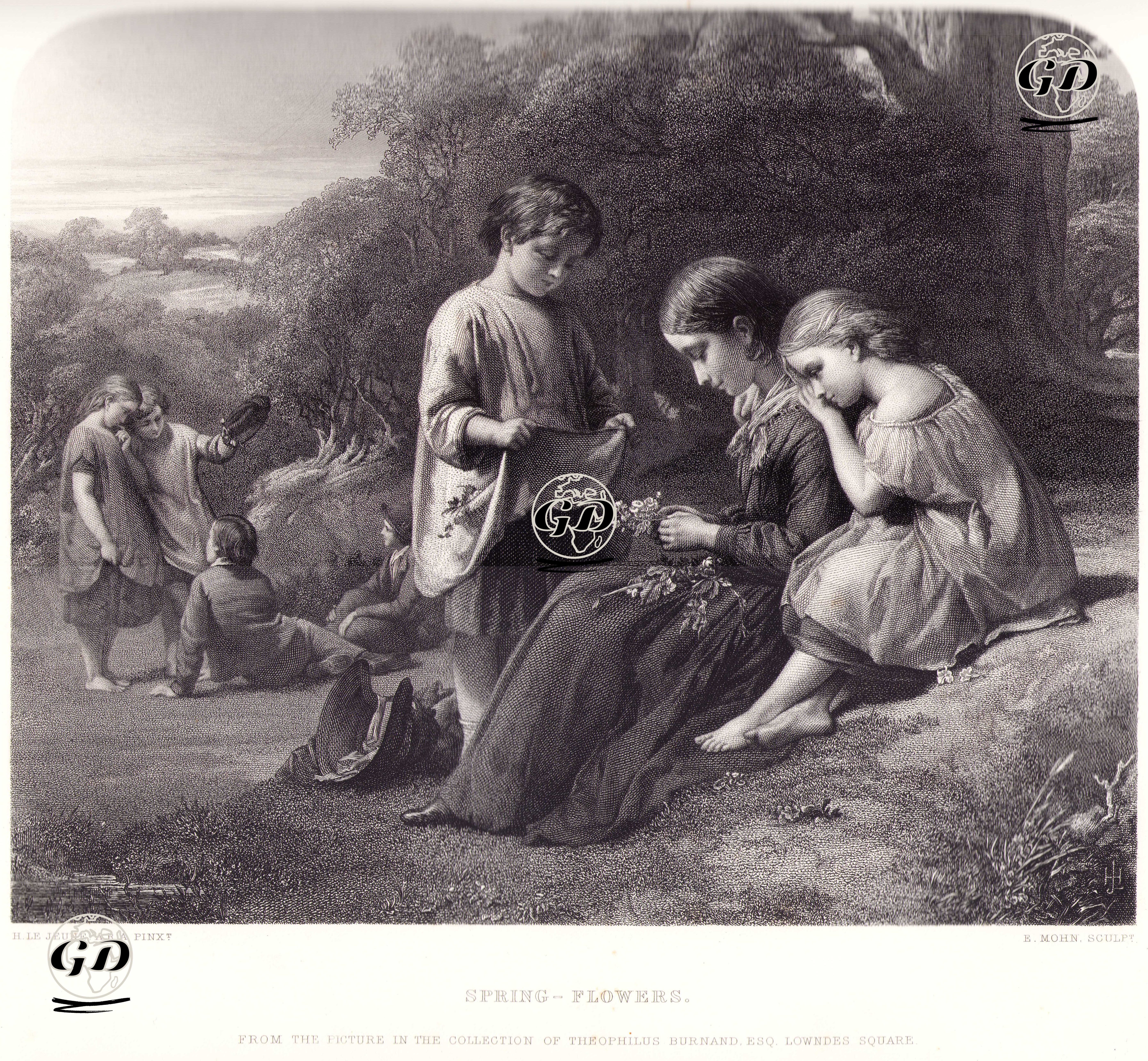 İlkbahar Çiçeklerini Toplayan Çocuklar - Henry Le Jeune (1819-1904) - 1874