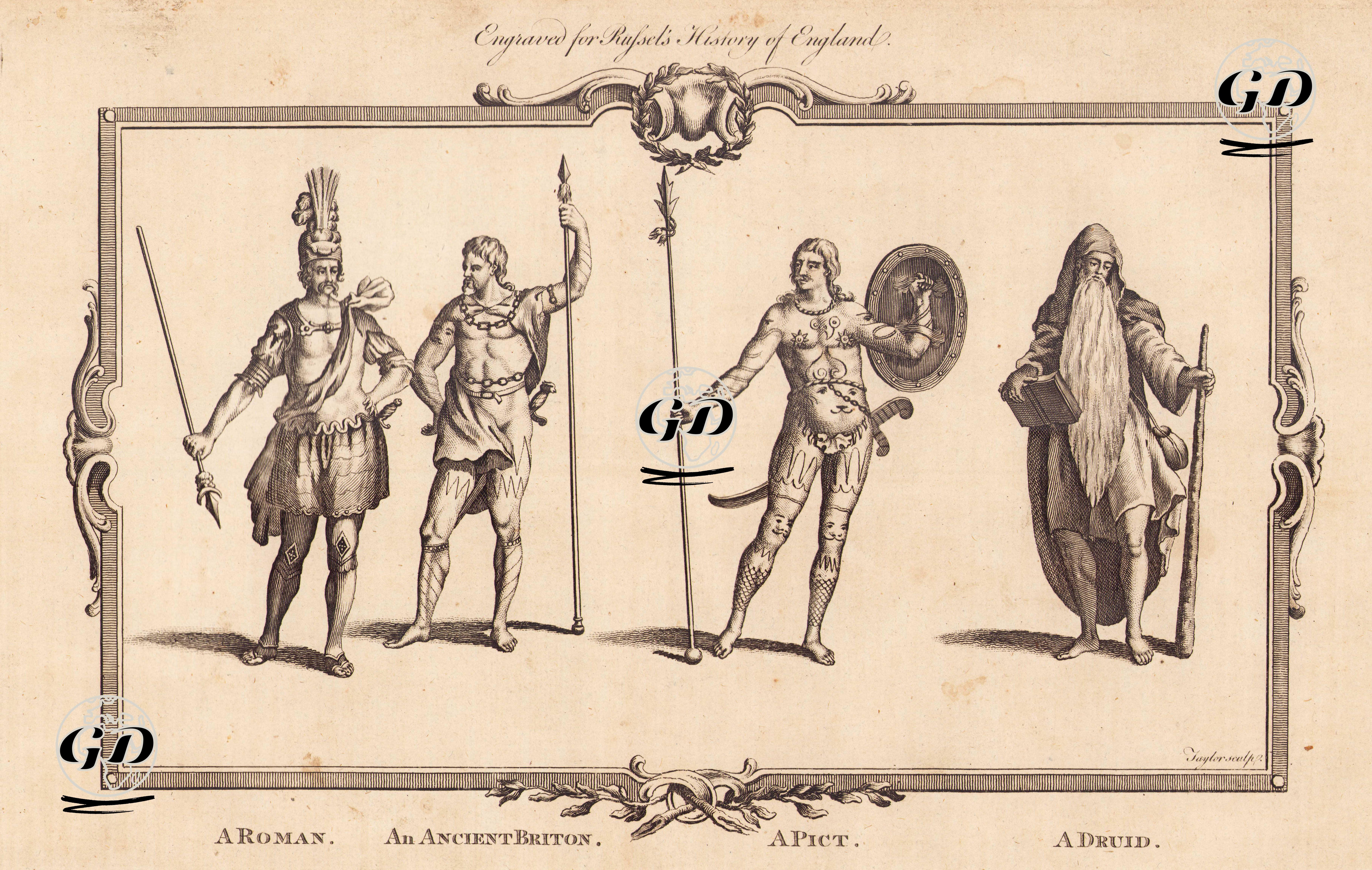 Roma İmparatorluğu Askeri, Briton Savaşçısı, Kuzey İskoçya'da Yaşayan Bir Pikt Savaşçısı, Kelt Rahibi -  - 1780