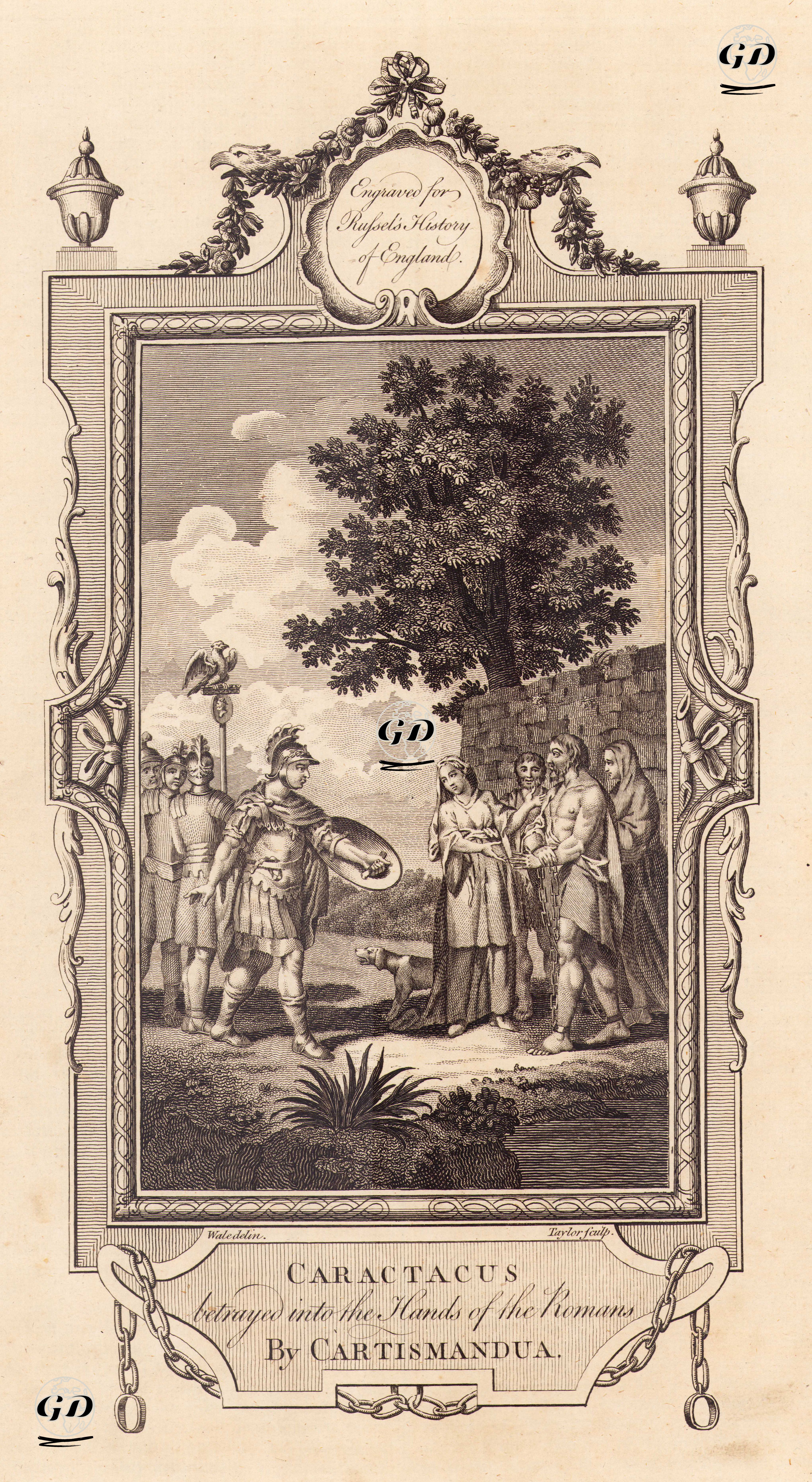 Kraliçe Cartismandua Tarafından İhanete Uğrayan Kabile Reisi Caractacus'un Romalı Askerlere Teslim Edilmesi - Samuel Wale (1721-1786) - 1780