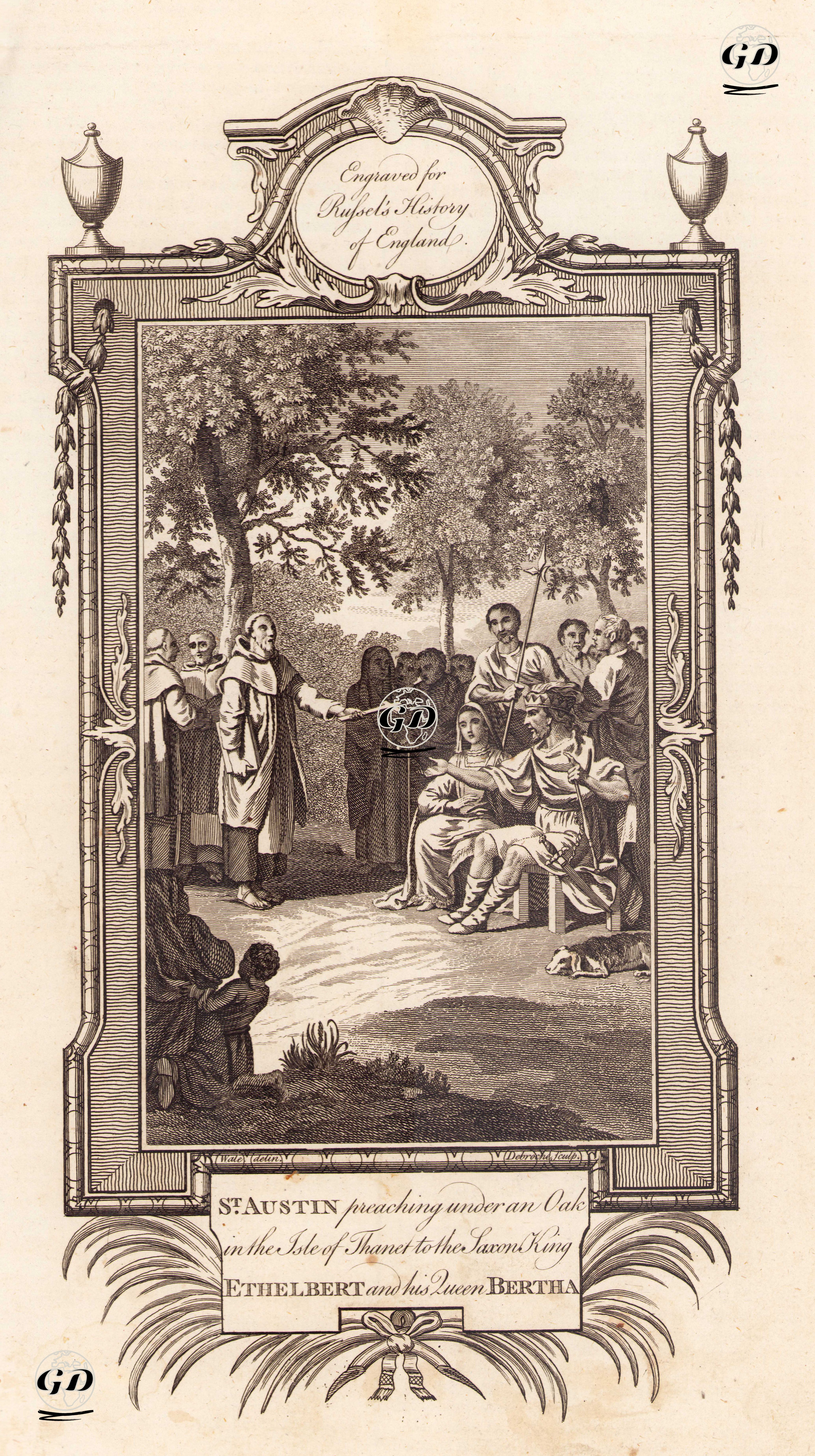 St.Austin'in Sakson Kralı Ethelbert ve Kraliçe Bertha'ya Thanet Adasında Bir Meşe Altında Vaaz Vermesi - Samuel Wale (1721-1786) - 1780