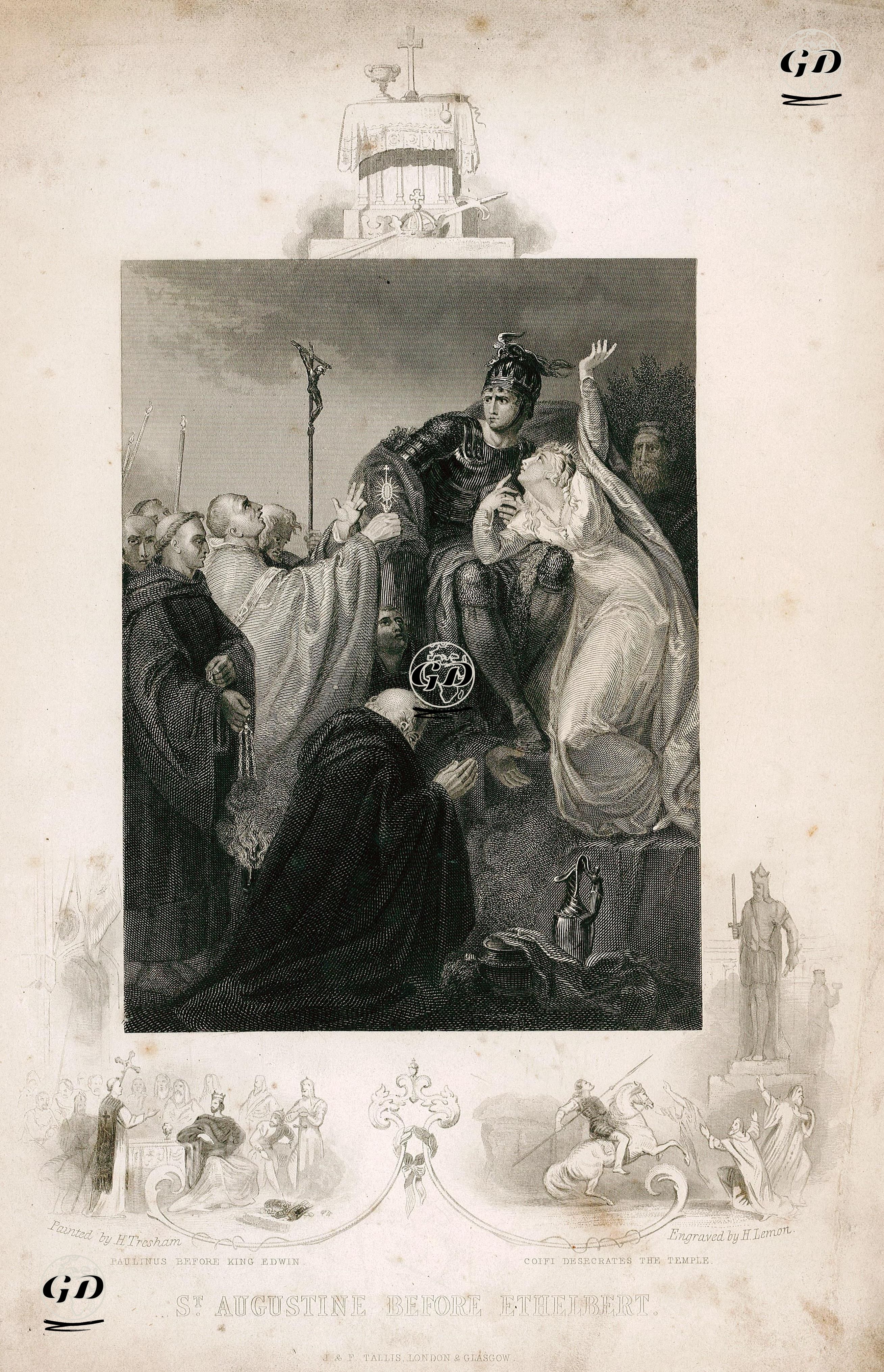 St.Augustine Before Ethelbert-Paulinus Before King Edwin-Coifi Desecrates The Temples - Henry Tresham (1751-1814) - 1853