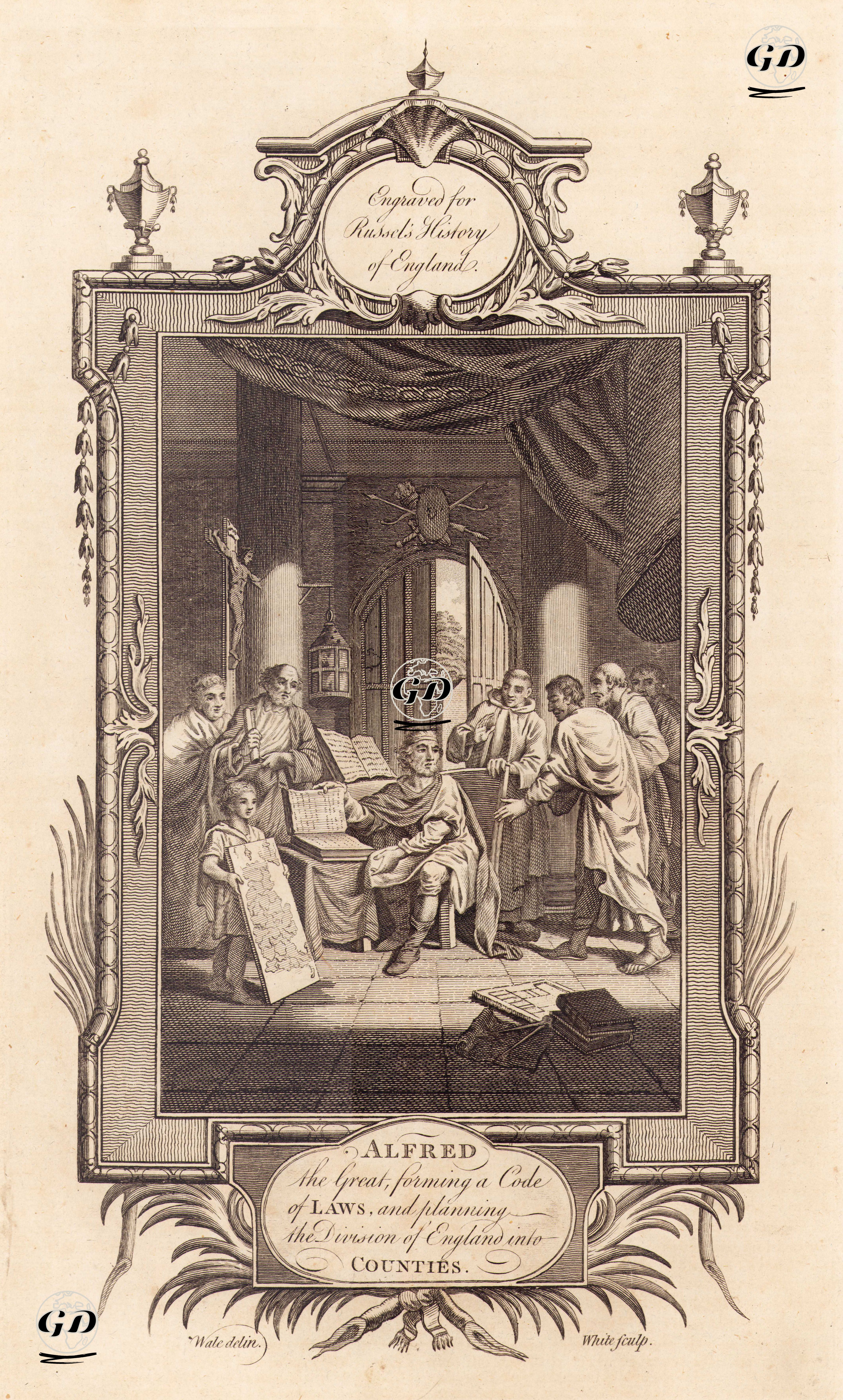 Wessex Kralı Büyük Alfred'in İngiltere'deki Bölgelerin Sınırlarını Yeniden Planlaması Ve Yeni Yasal Düzenlemeler Getirmesi - Samuel Wale (1721-1786) - 1780