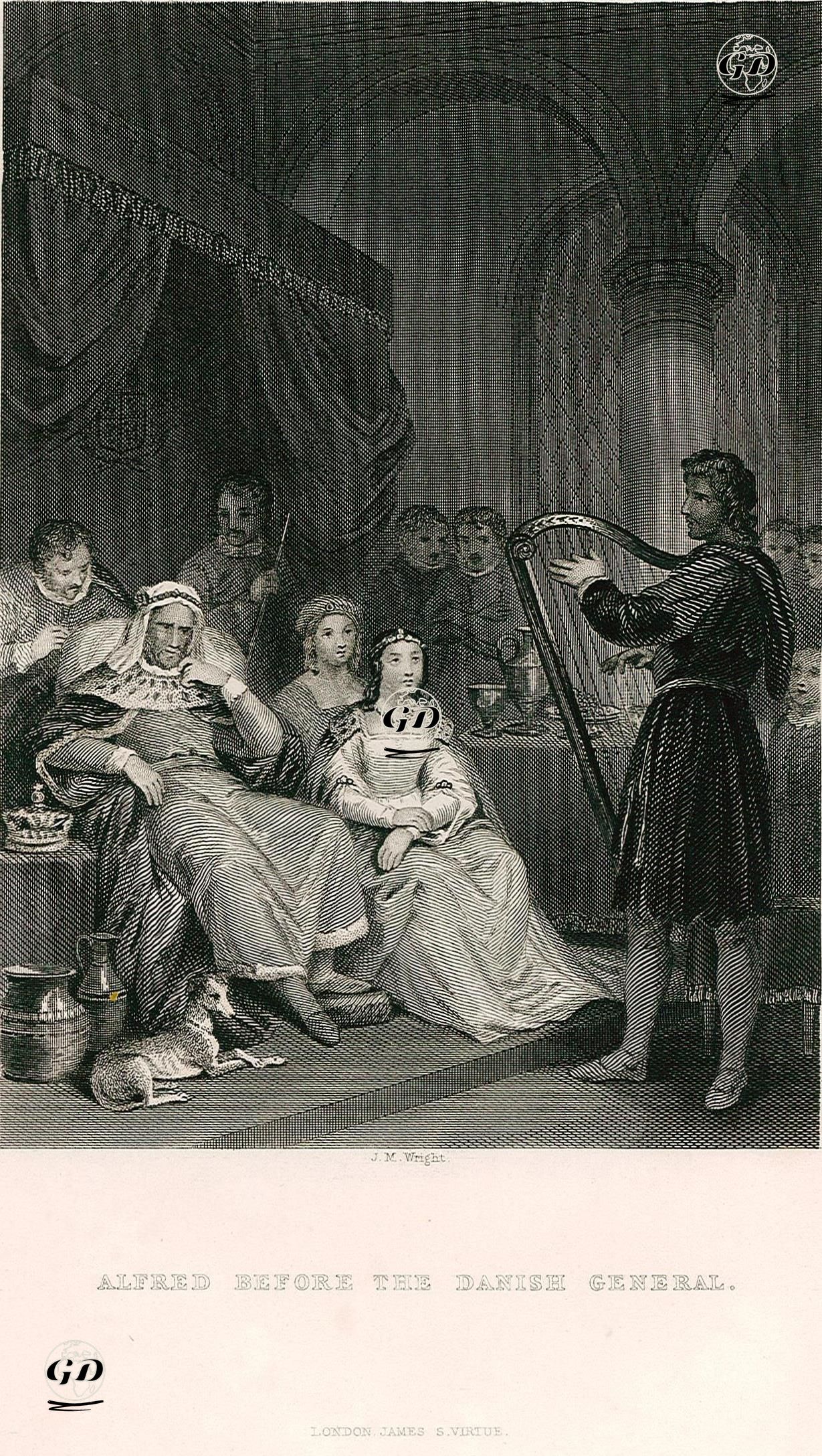 Wessex Kralı Büyük Alfred'in Kılık Değiştirerek Danimarka Kralı Önünde Şarkı Söylemesi - John Masey Wright (1777-1866) - 1859