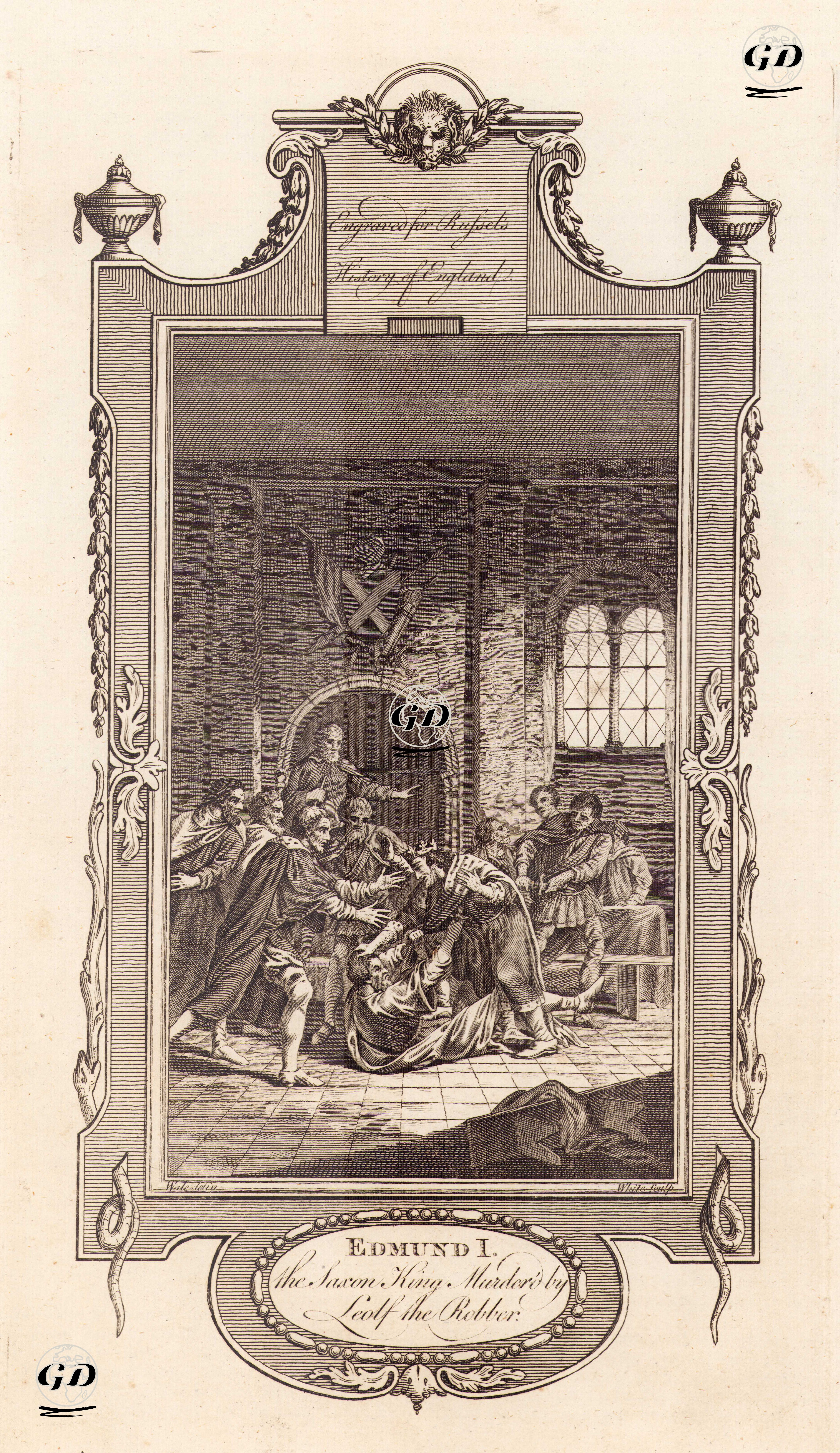 İngiltere Kralı I.Edmund Pucklechurch'de Bir Ayine Katılırken Hırsız Leolf Tarafından Bıçaklanması - Samuel Wale (1721-1786) - 1780