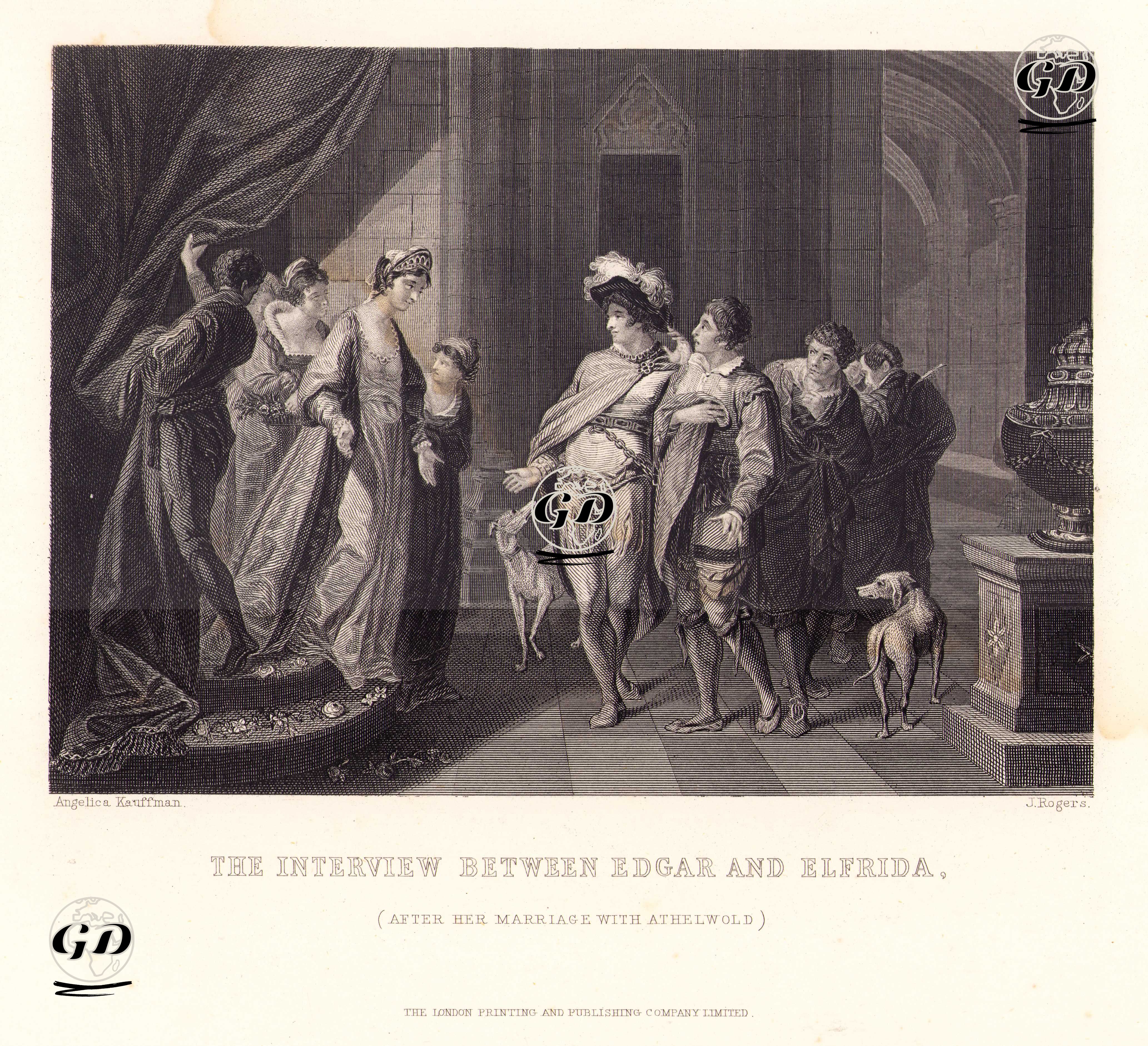 The interview Between Edgar And Elfrida After Her Marriage To Athelwold - Maria Anna Angelika Kauffmann (1741-1807) - 1830's