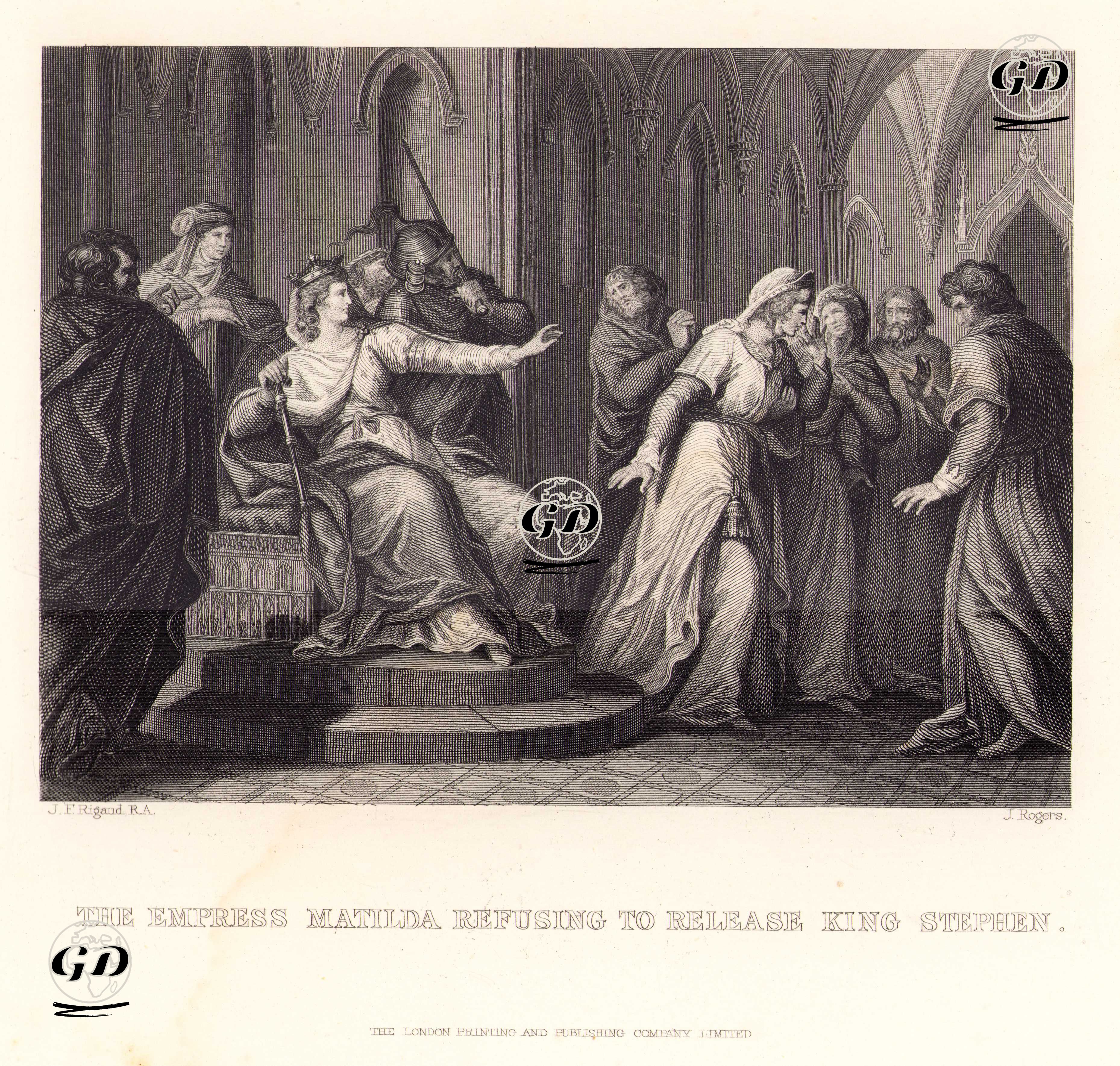 The Empress Matilda Refusing To Release King Stephen - John Francis Rigaud (1742-1810) - 1830's