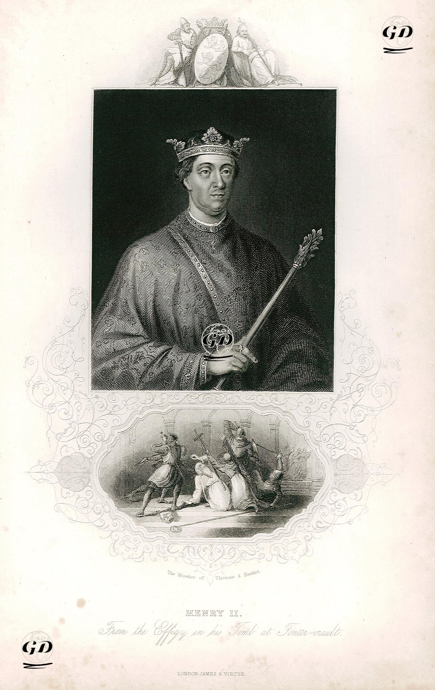 Henry II. From the Effigy in His Tomb At Fonter Vrault-The Murder Of Thomas A Becket -  - 1859