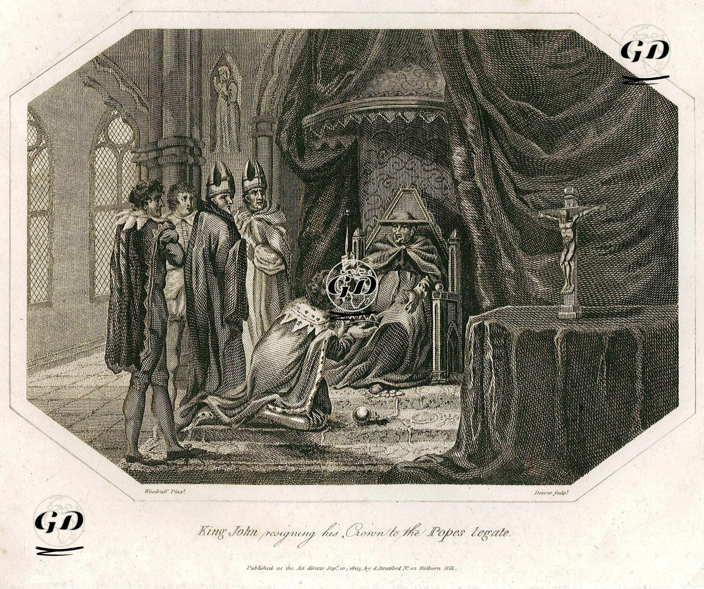 King John Resigning His Crown To The Popes Legate - Woodruff - 1803