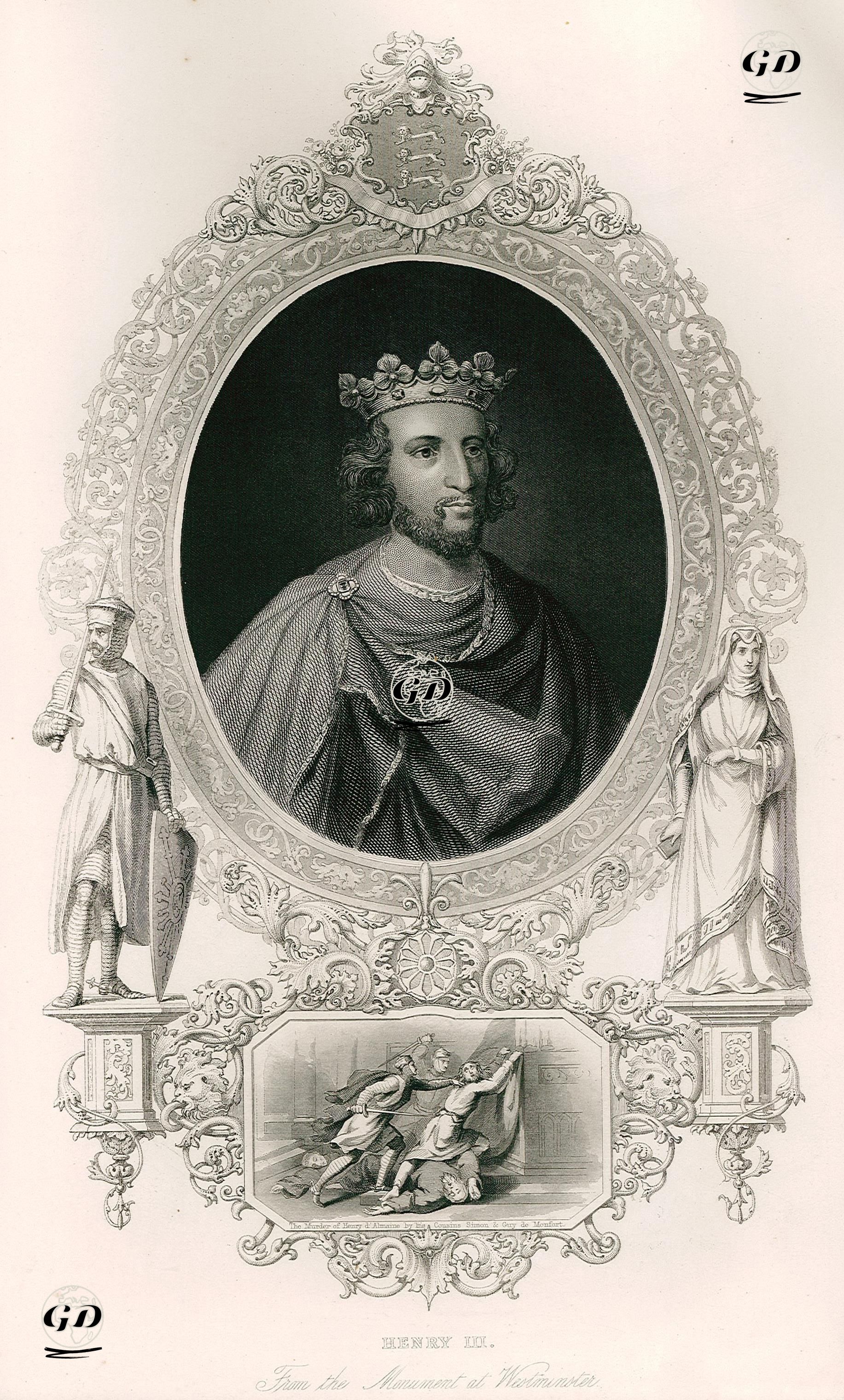 İngiltere Kralı III.Henry'nin Westminster'deki Anıttaki Portresi-Almainli Henry'nin Kuzenleri Simon Ve Guy De Montfort Tarafından Öldürülmesi -  - 1859