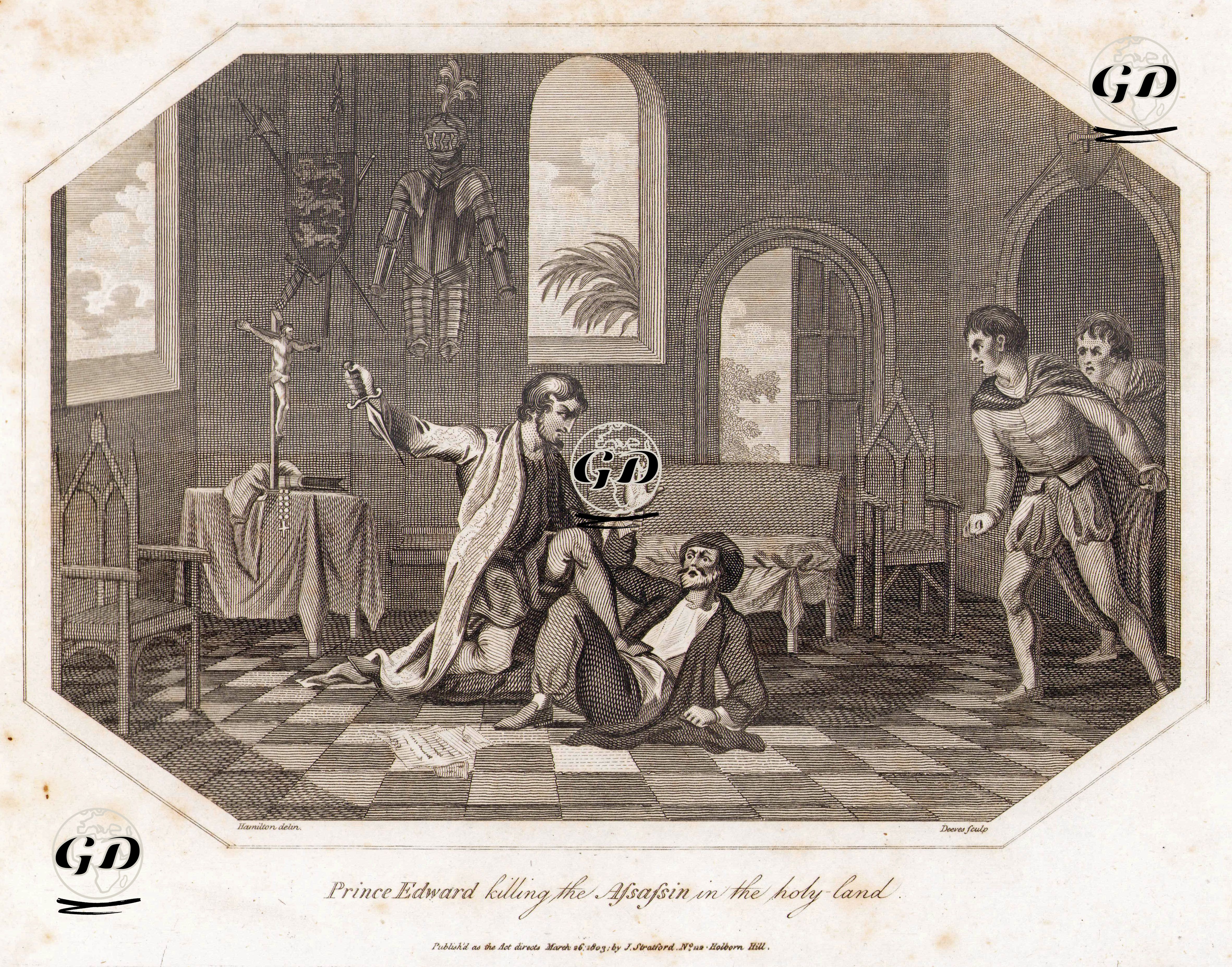 Prens Edward'ın Kutsal Topraklarda Suikastçıyı Bıçakla Öldürmesi - William Hamilton (1751-1801) - 1803