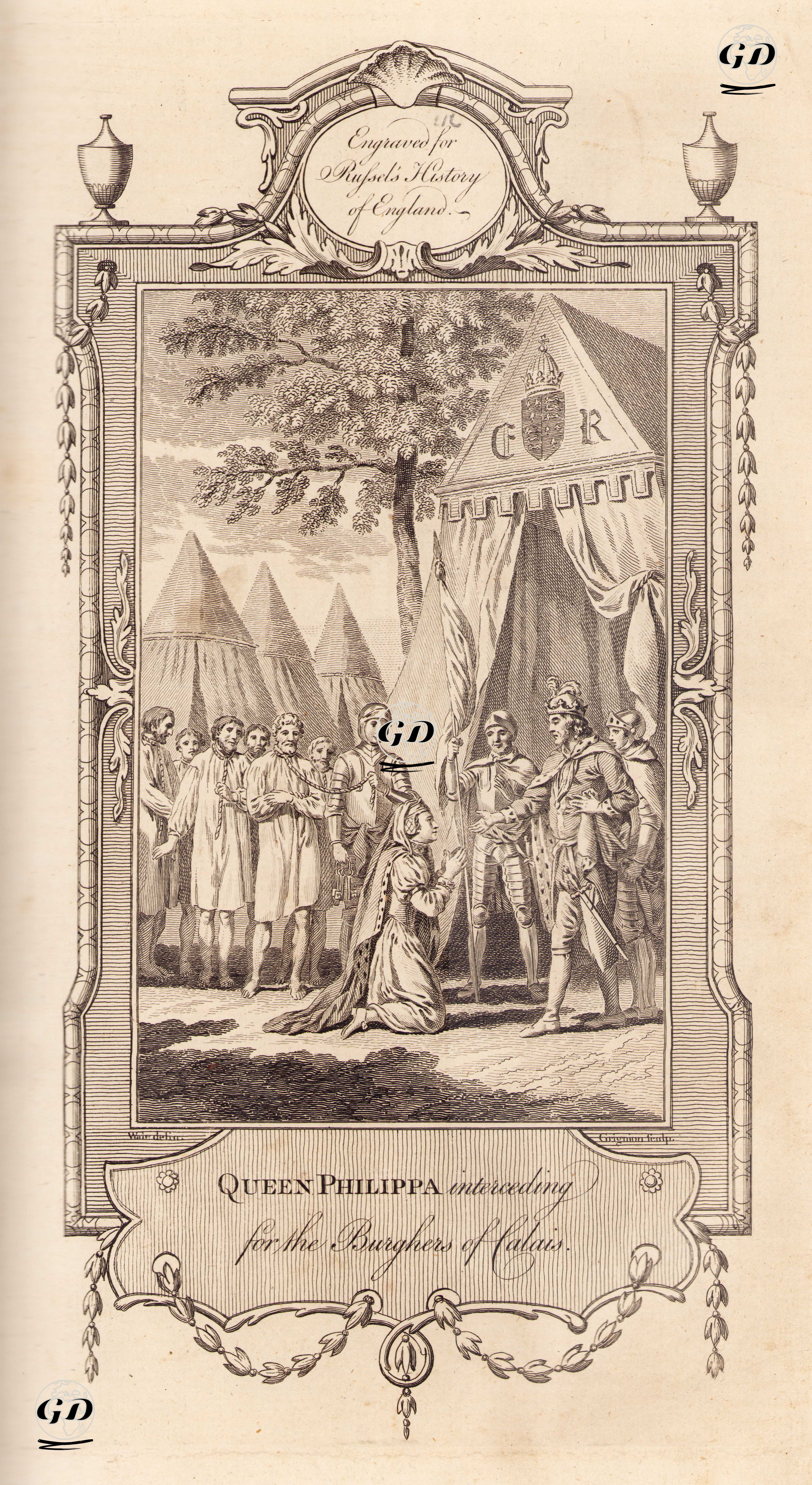 Calais Şehri Ele Geçirildikten Sonra İngiltere Kraliçesi Philippa'nın Calais Halkının Öldürülmemesi İçin Kocası İngiltere Kralı III.Edward'a Yalvarması - Samuel Wale (1721-1786) - 1780