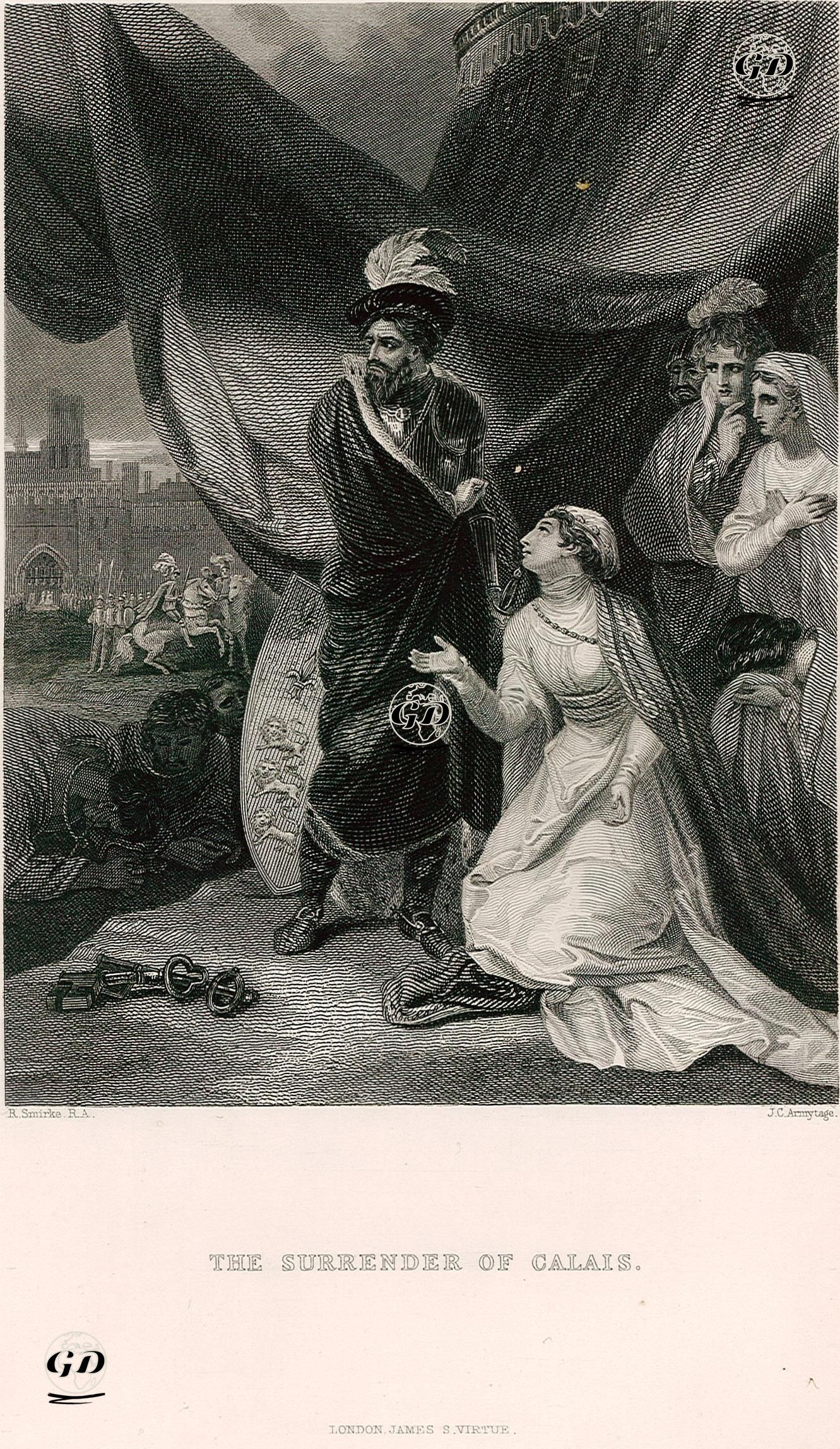 Calais Şehri Ele Geçirildikten Sonra Şehrin Anahtarının Teslimi Ve İngiltere Kraliçesi Philippa'nın Calais Halkının Öldürülmemesi İçin Kocası İngiltere 
Kralı III.Edward'a Yalvarması - Robert Smirke (1752-1845) - 1859