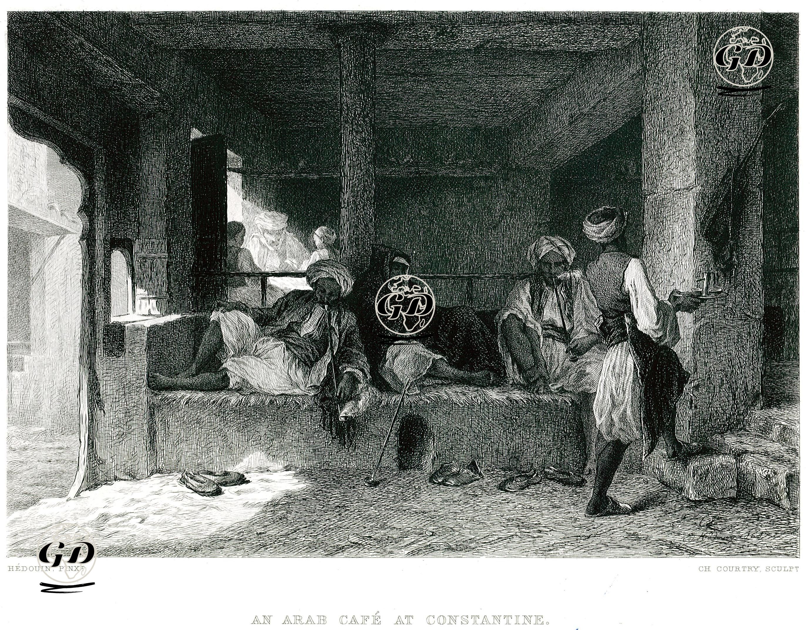 Konstantin'de Bir Arap Kahvehanesi - Edmound Hedouin (1820-1889) - 1874