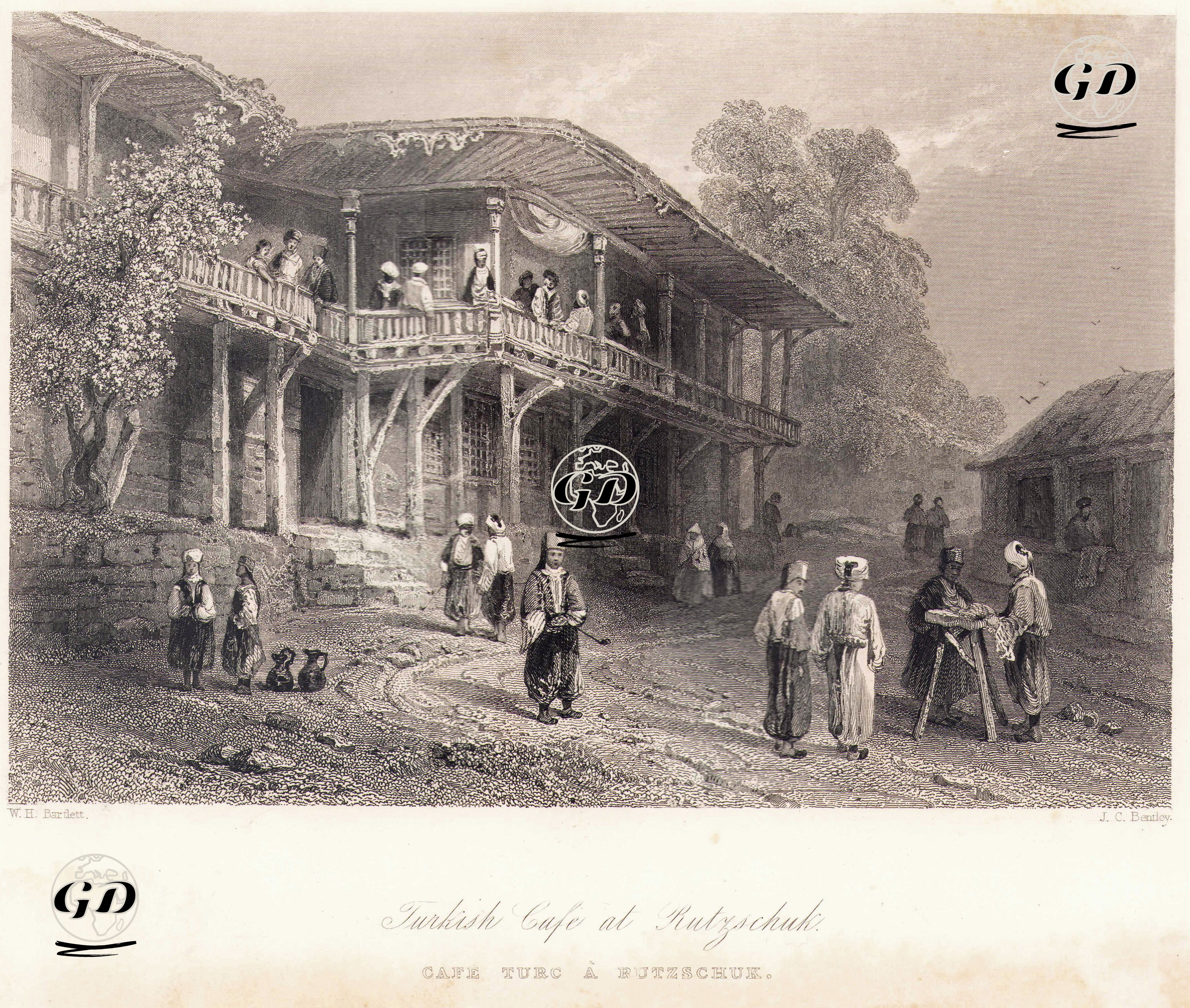 Turkish Cafe At Rutzschuk-Cafe Turc A Rutzschuk - William Henry Bartlett (1809-1854) - 1854
