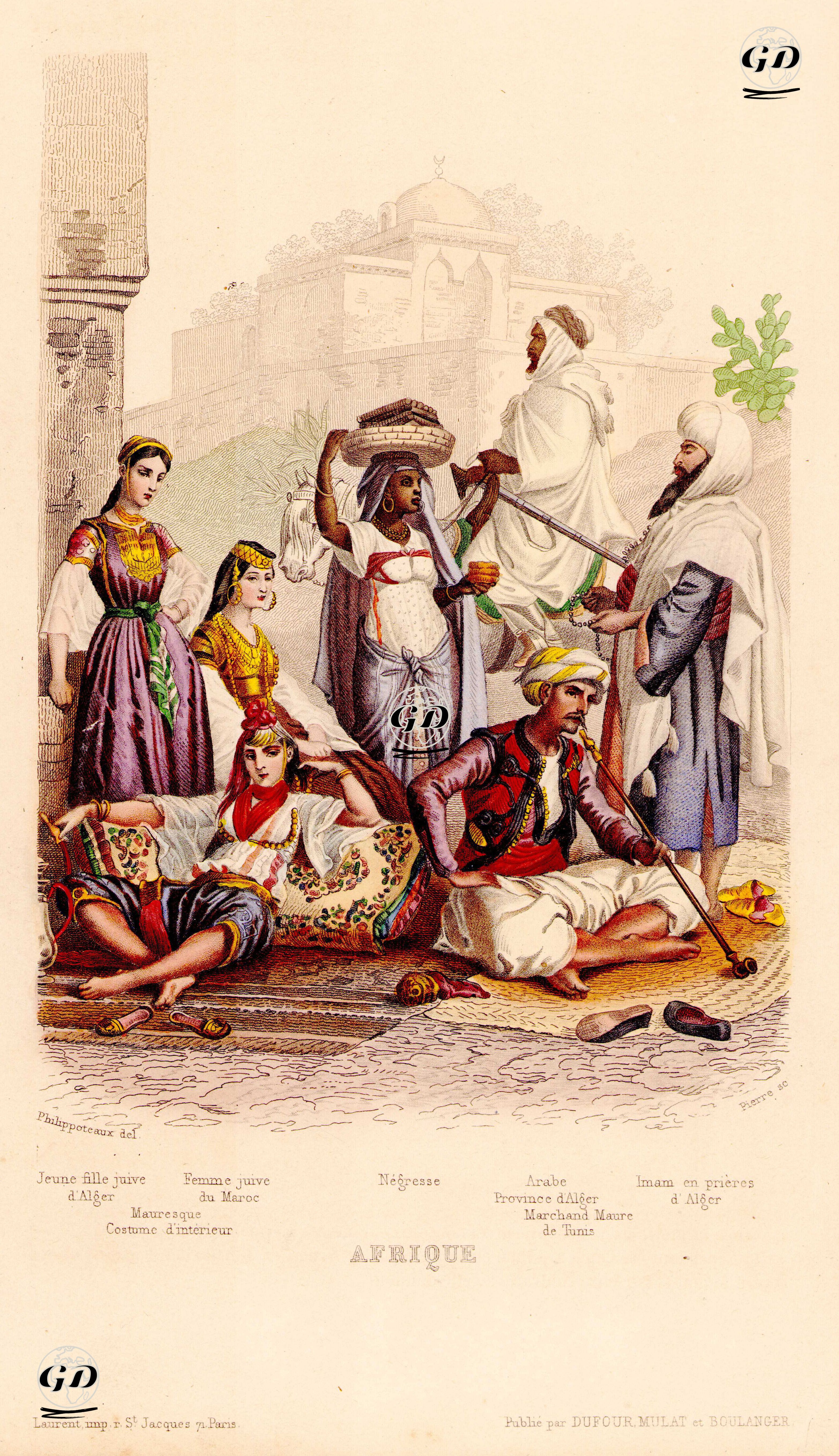 Afrikalı Kişiler ve Kostümleri - Henri Felix Emmanuel Philippoteaux (1815-1884) - 1840