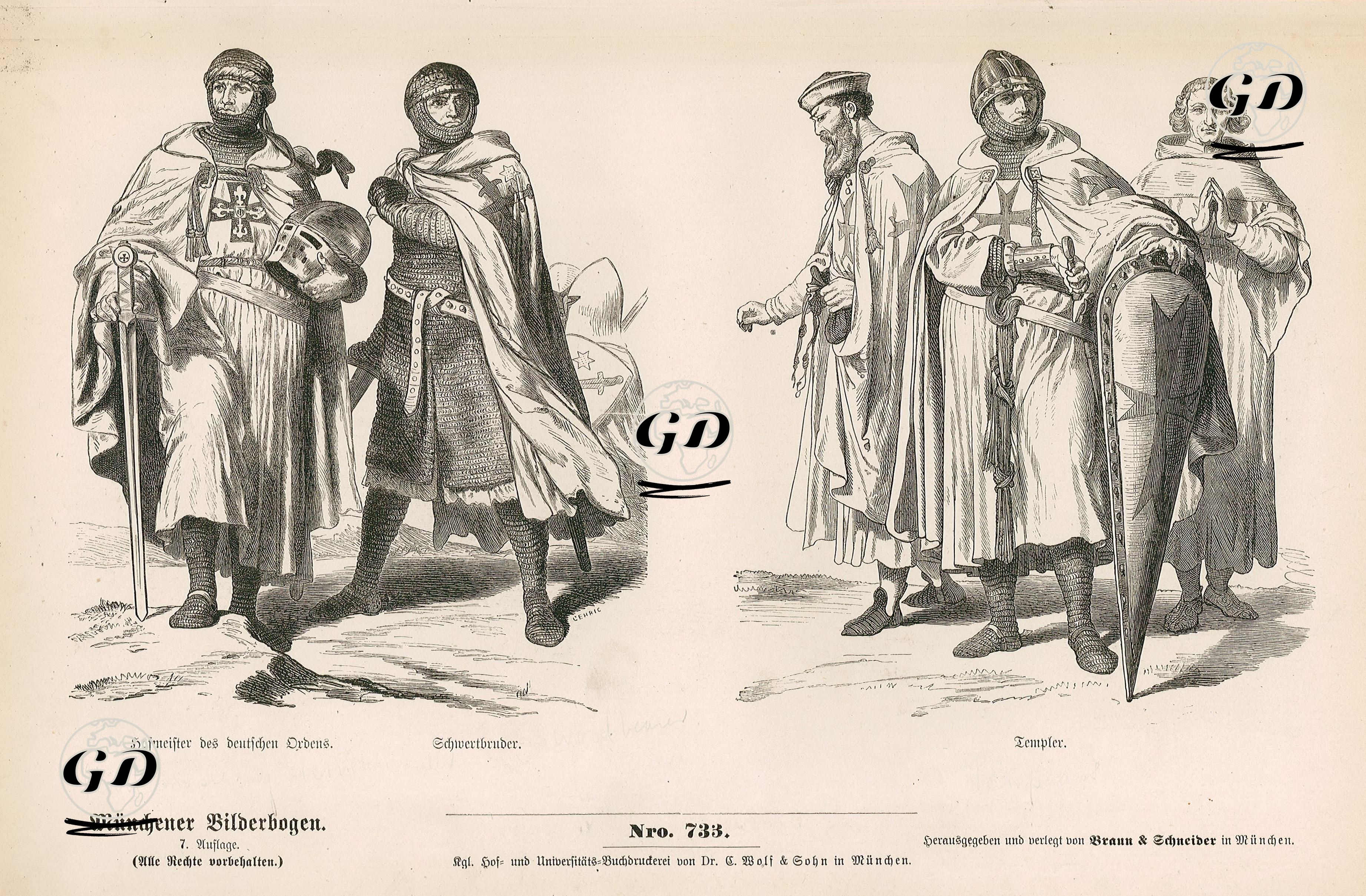 12. Ve 13. Yüzyılda- Töton Şövalyelerine (Teutonik Şövalyeleri-Kudüs Azize Meryem Hastanesi) Bağlı Üstad ve Şövalye- Şövalyeler -  - 1861-1890's