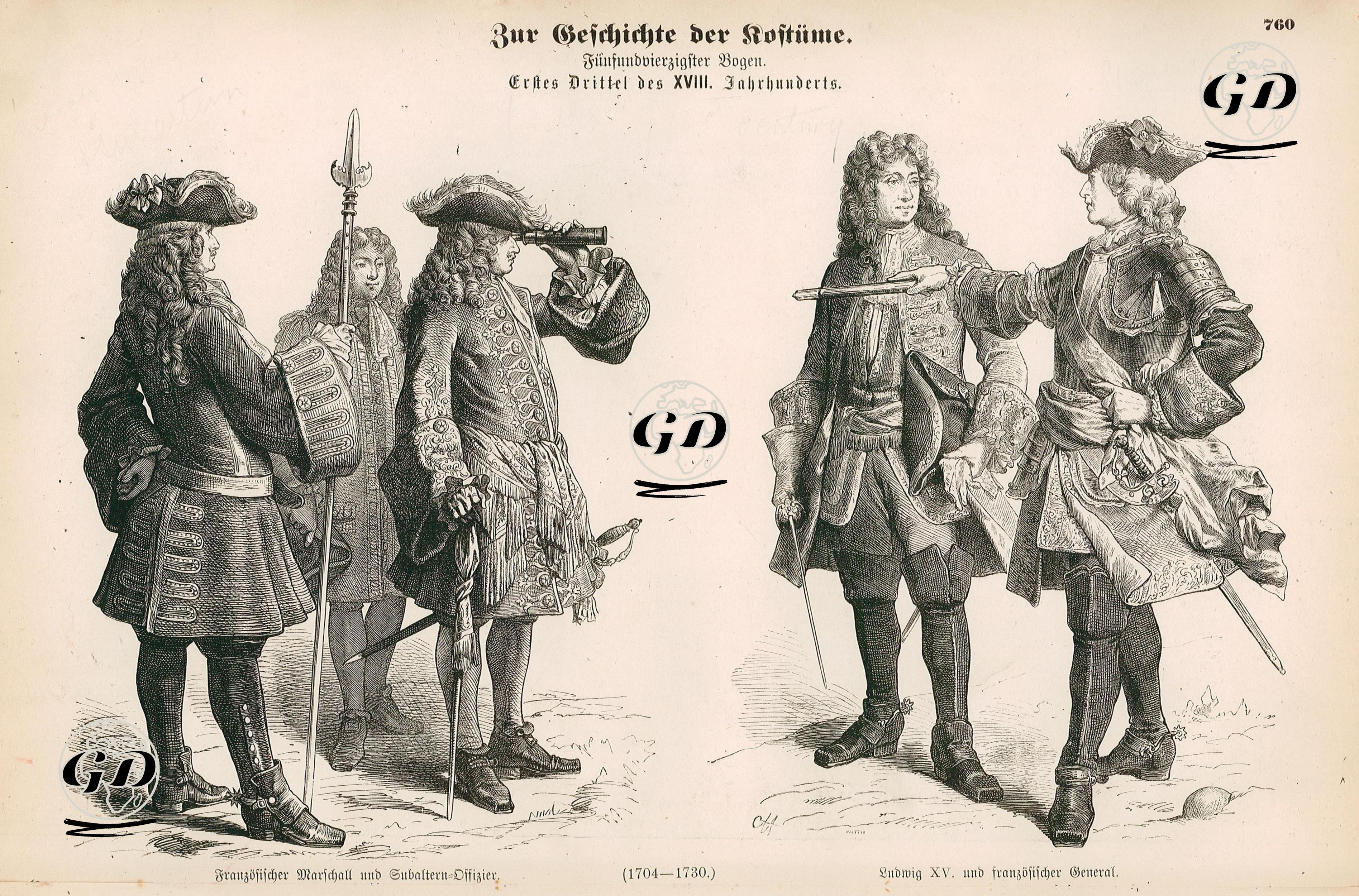 First Third Of of the Eighteenth Century (Erstes Drittel des XVIII Jahrhundert)- French Marshal and Subaltern Officer (1704-1730) (Franzosischer Marschall und Subaltern Offizier, (1704-1730)- Louis XV. and French General (1704-1730) (Ludwig XV und franzosischer General, 1704-1730) -  - 1861-1890's