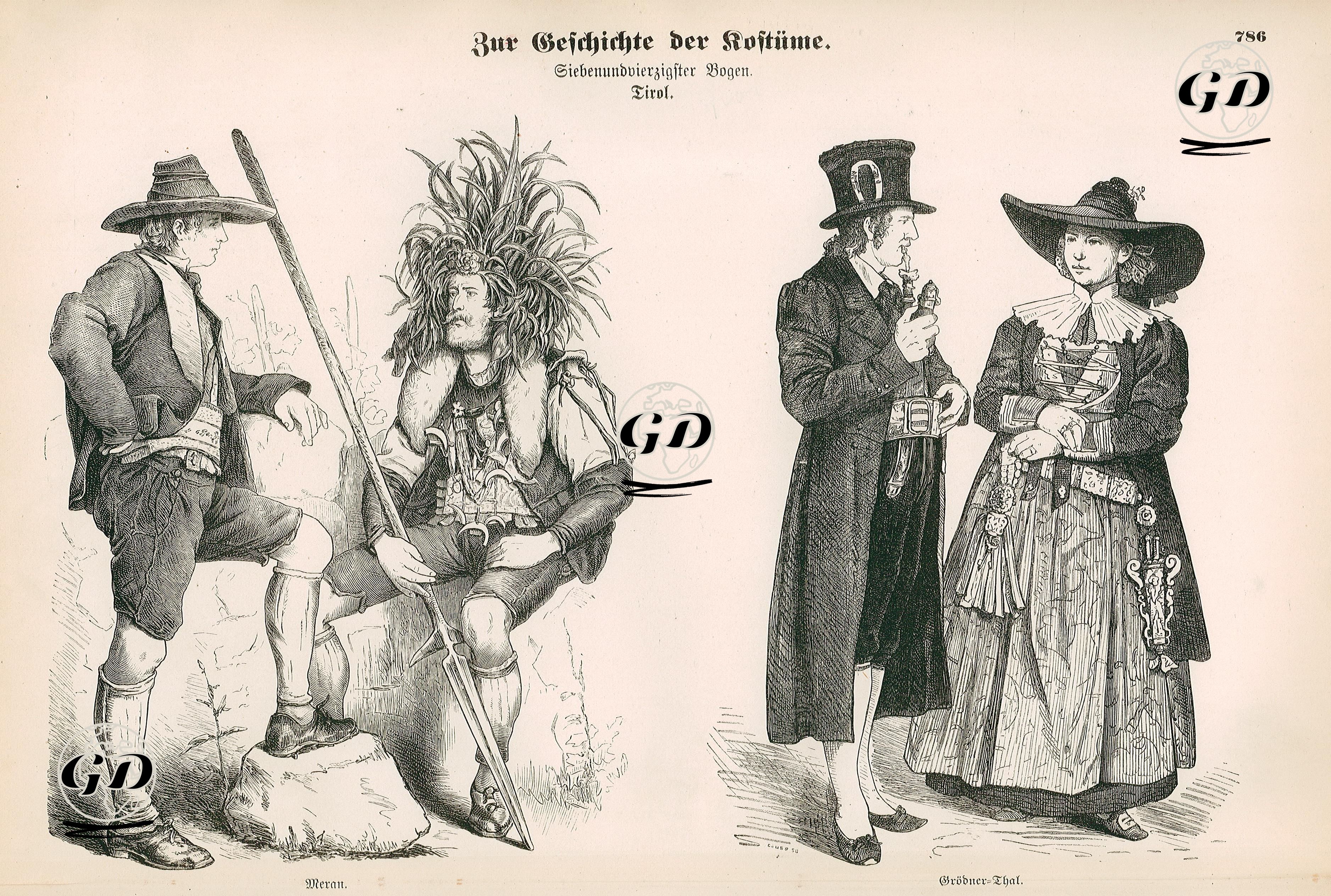 19.Yüzyılda Merano'da ve Grodner Vadisinde Yaşayan Tirol Halkının Kıyafetleri  -  - 1861-1890's