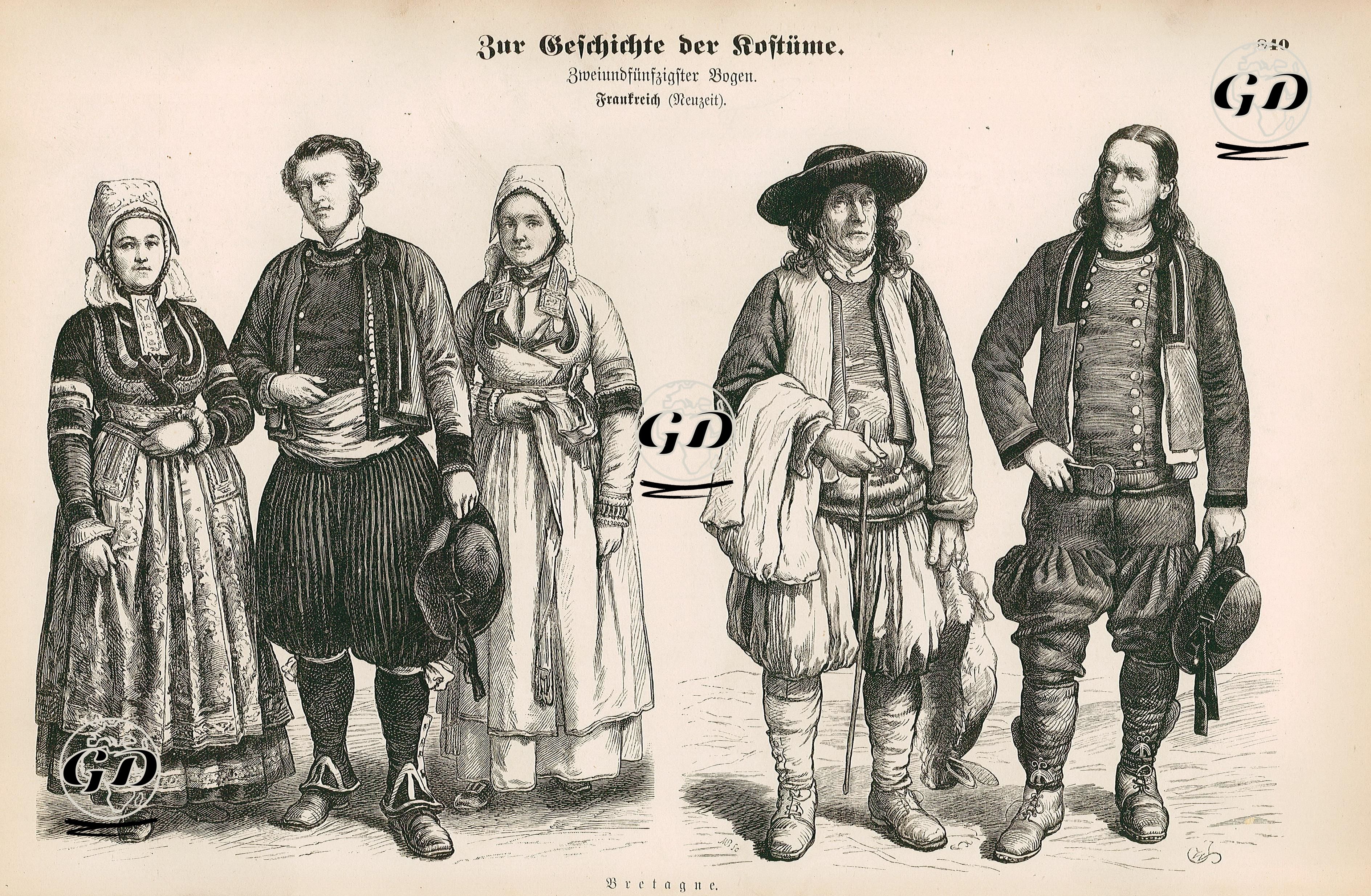 19. Yüzyılda Fransa'nın Breton Bölgesinde Yaşayan Breton(Fransız) Halkının Kıyafetleri -  - 1861-1890's