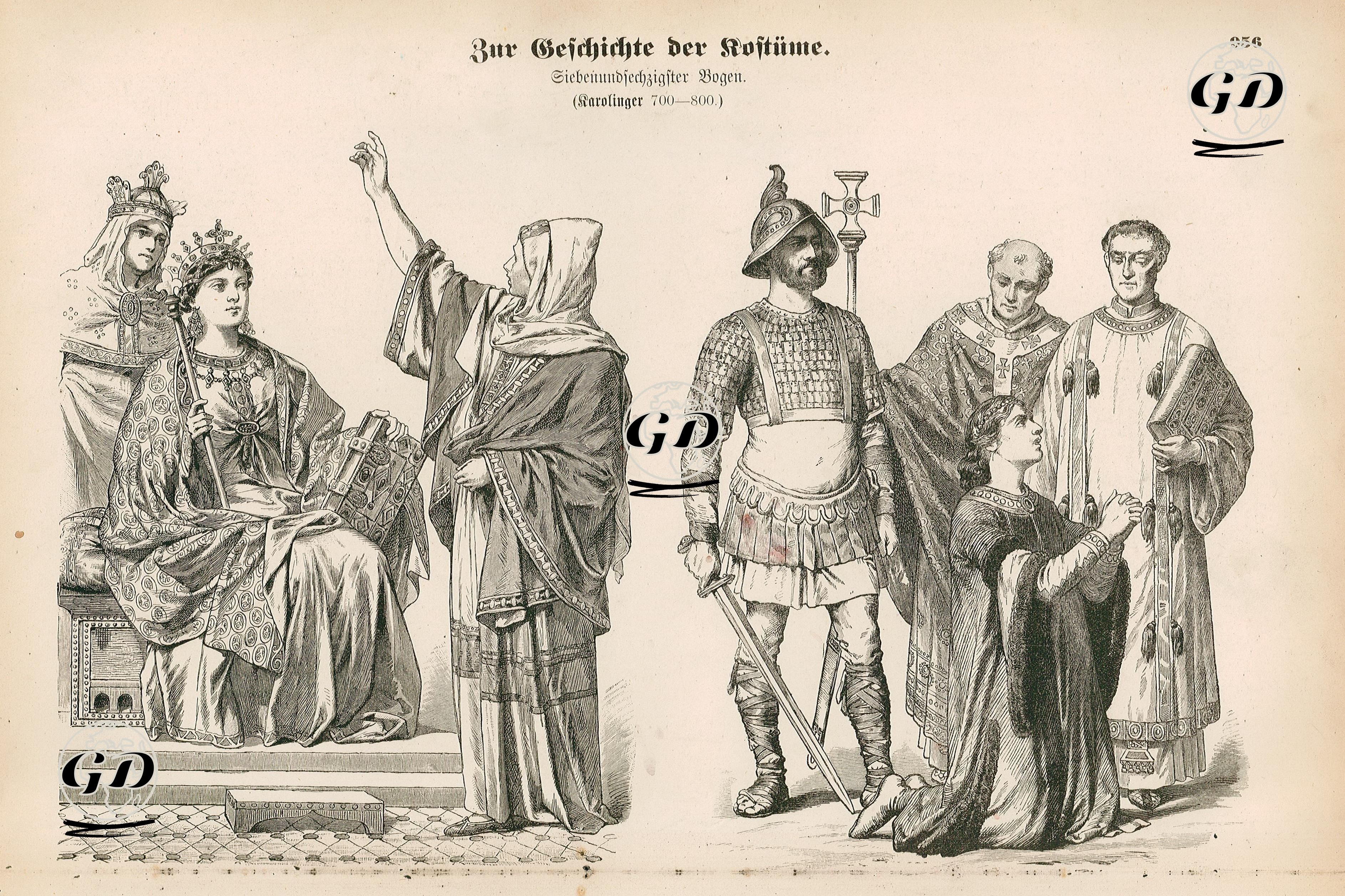 8. ve 9. Yüzyıllarda Karolenj İmparatorluğunda Yaşayan İnsanların(Karolenjlerin) Kıyafetleri -  - 1861-1890's