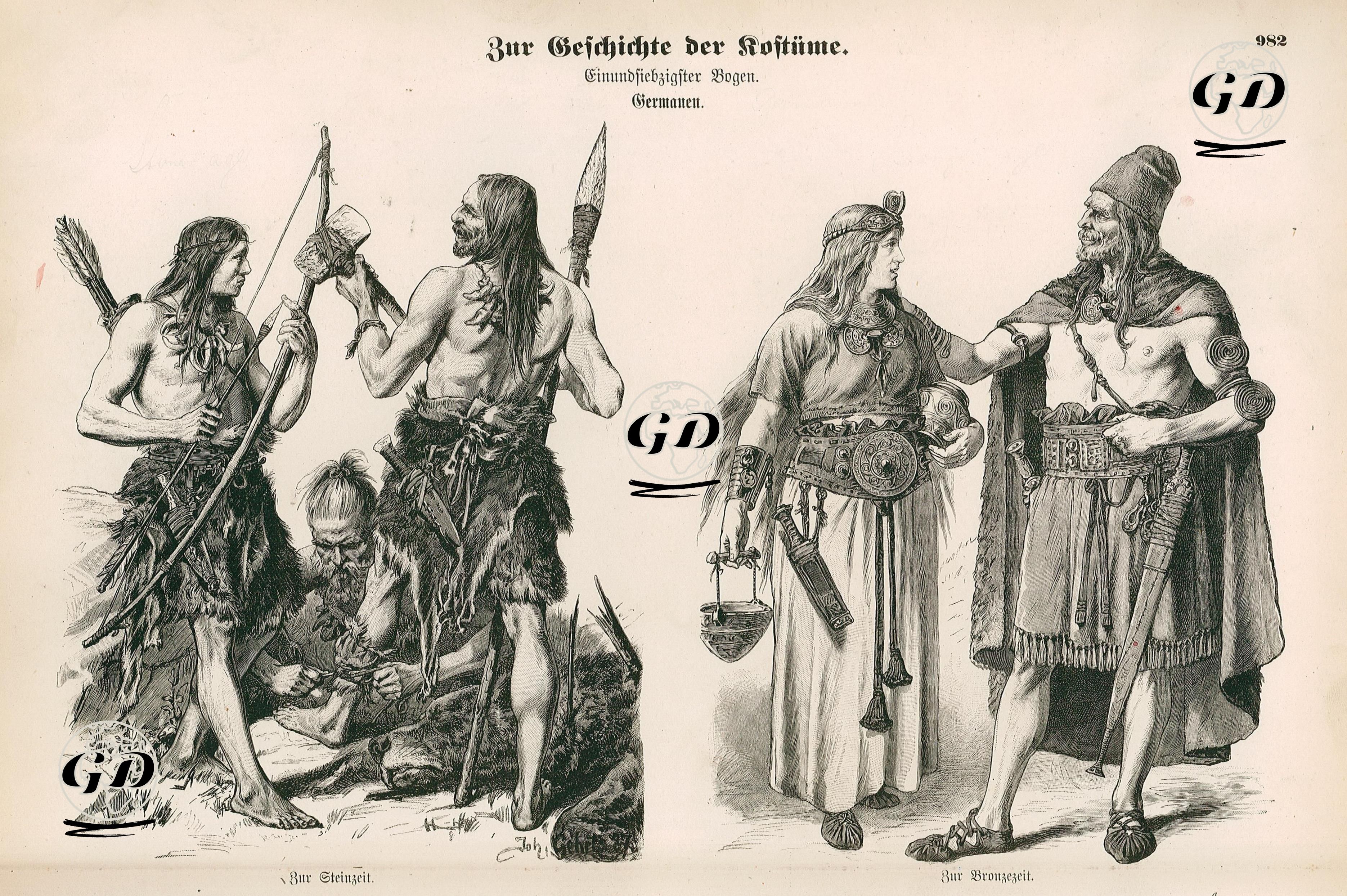 Ancient Germans (Germanen), The Teutonic Tribes- The Stone Age (zur Steinzeit) and The Bronze Age(zur Bronzezeit) -  - 1861-1890's