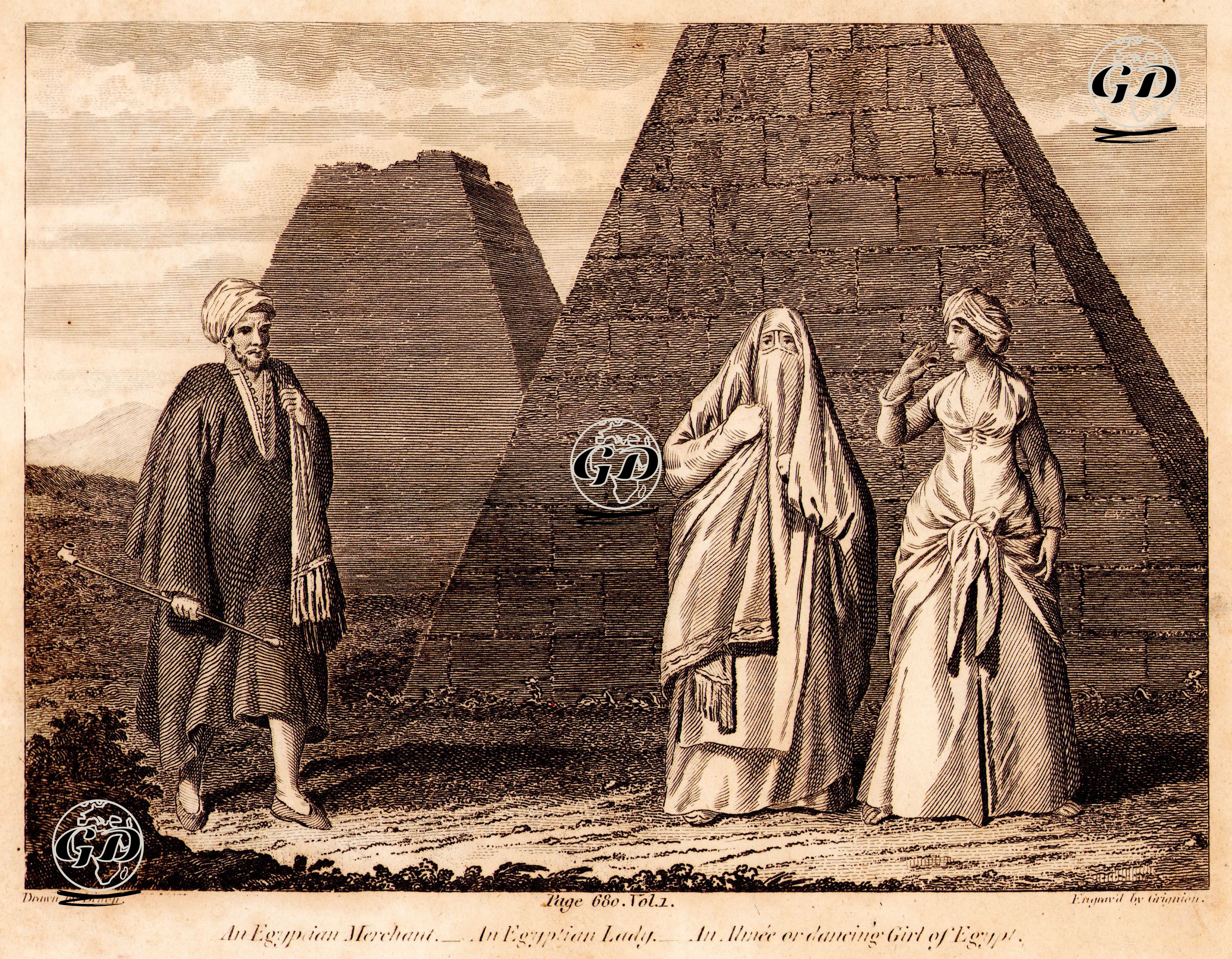 Mısırlı Tüccar, Mısrlı Kadın, Mısırlı Danscı Kız - Dominique Vivant, Baron Denon (1747 – 1825) - 1807