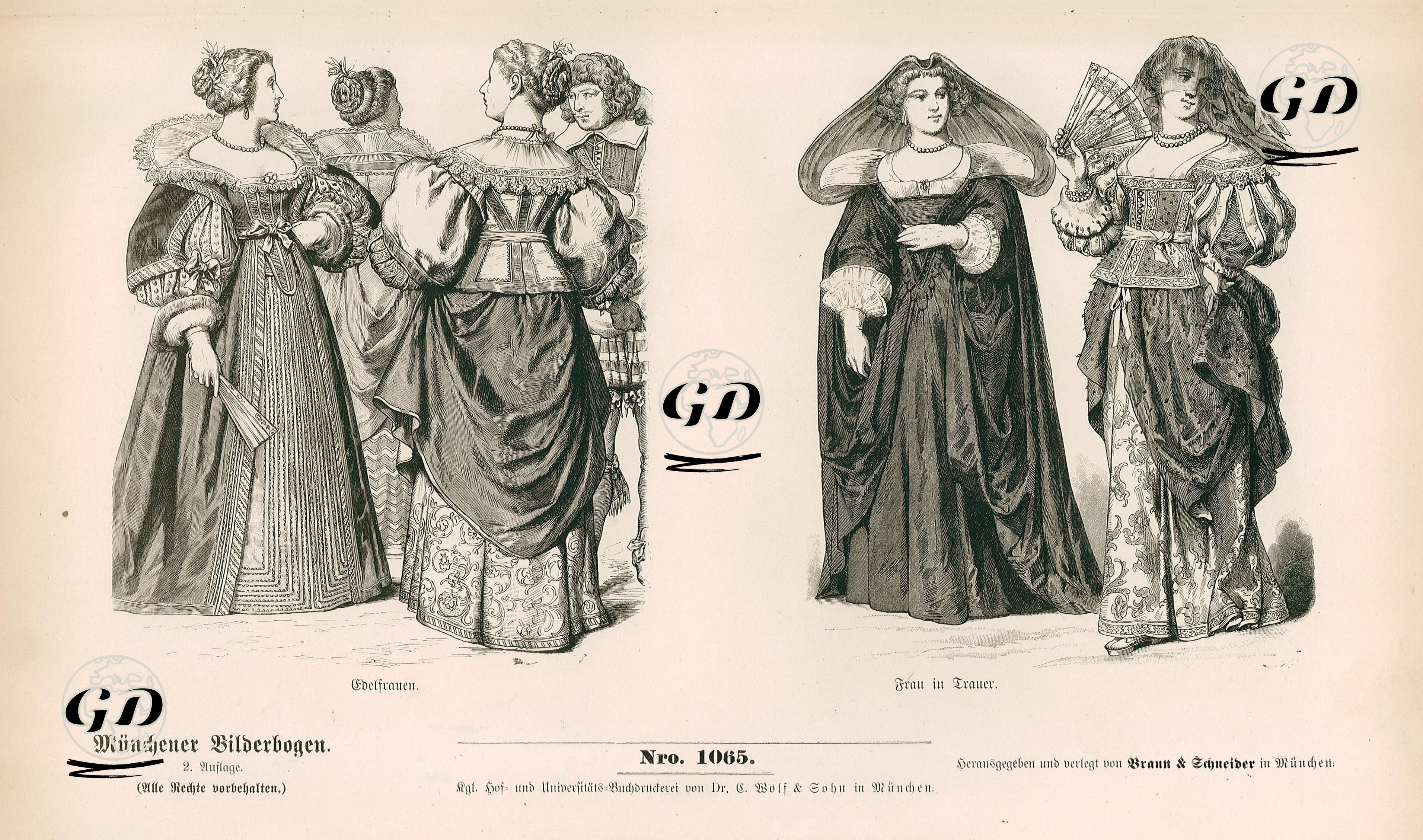 Mid 17.Century (Mitte Des XVII. Jahrhunderts), France(Franzosen)-  Noblewoman (Edelfraunen) and Lady in Mourning (Frau in Trauer) -  - 1861-1890's