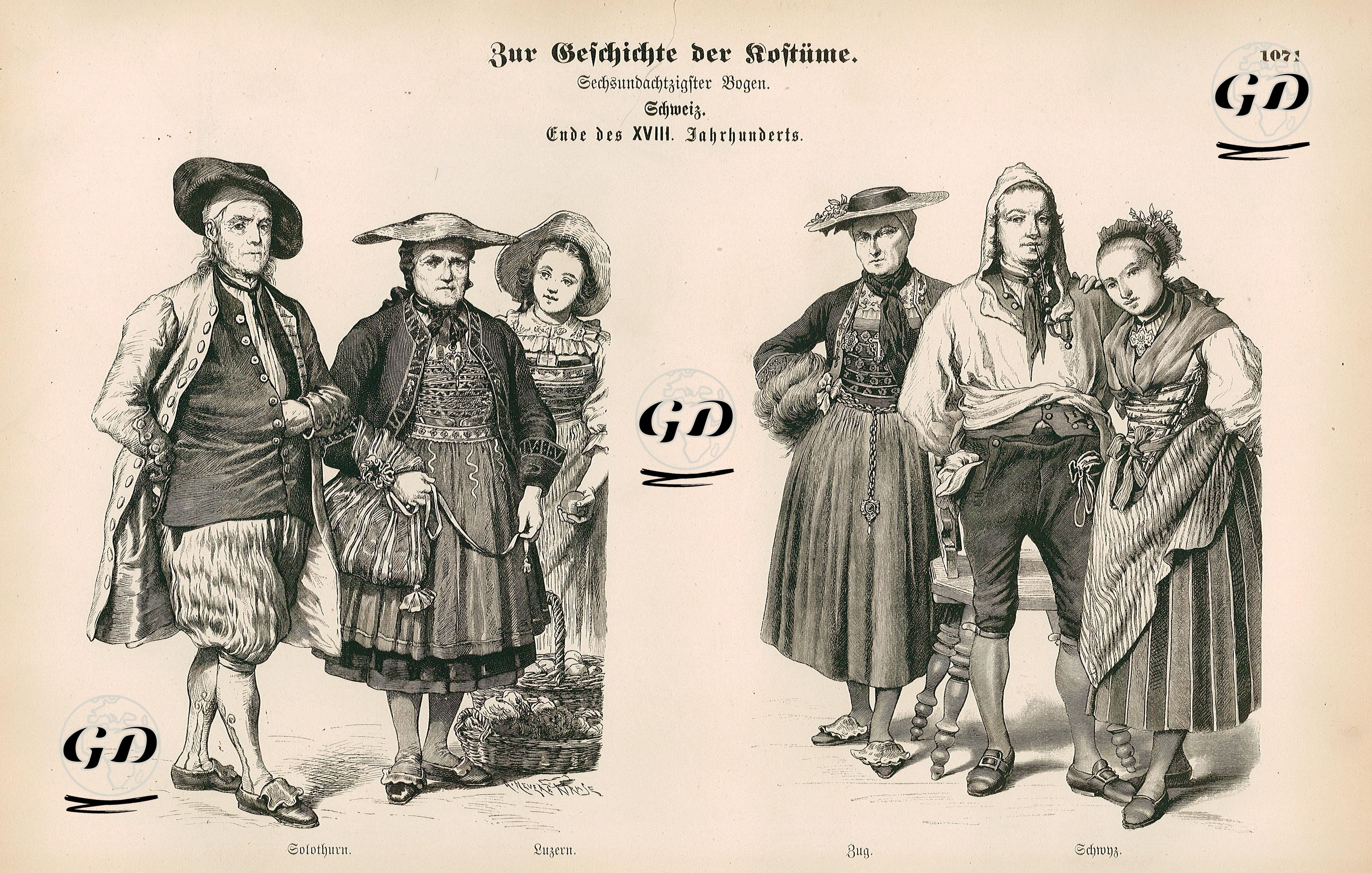 End Of 18.Century (Ende des XVIII. Jahrhunderts), Switzerland (Schweiz)- Solothurn and Lucerne- Zug and Schwyz -  - 1861-1890's