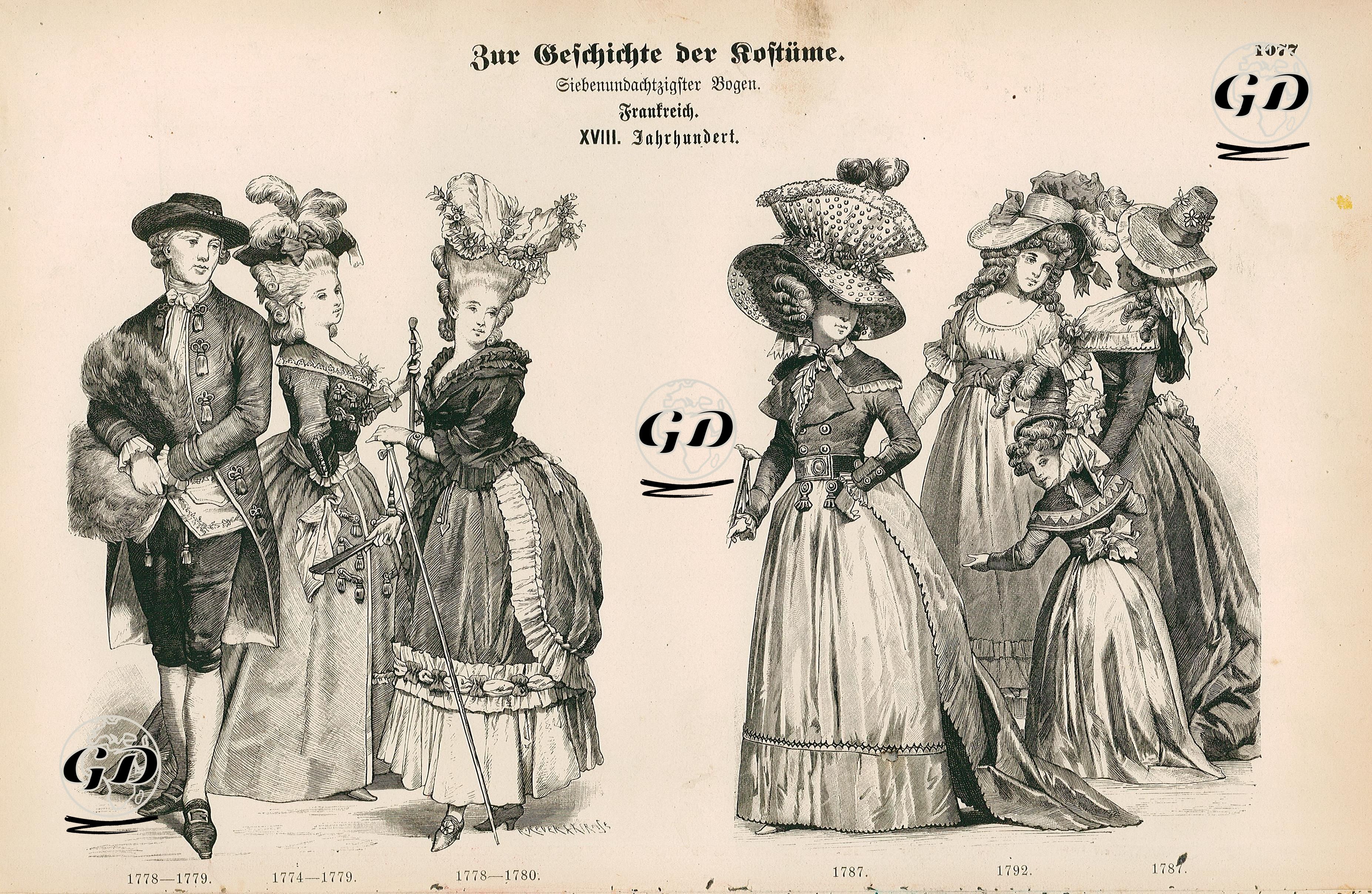 18.Century (XVIII. Jahrhunderts), France Just Before the Revolution- French Dresses Between 1774 and 1792  -  - 1861-1890's