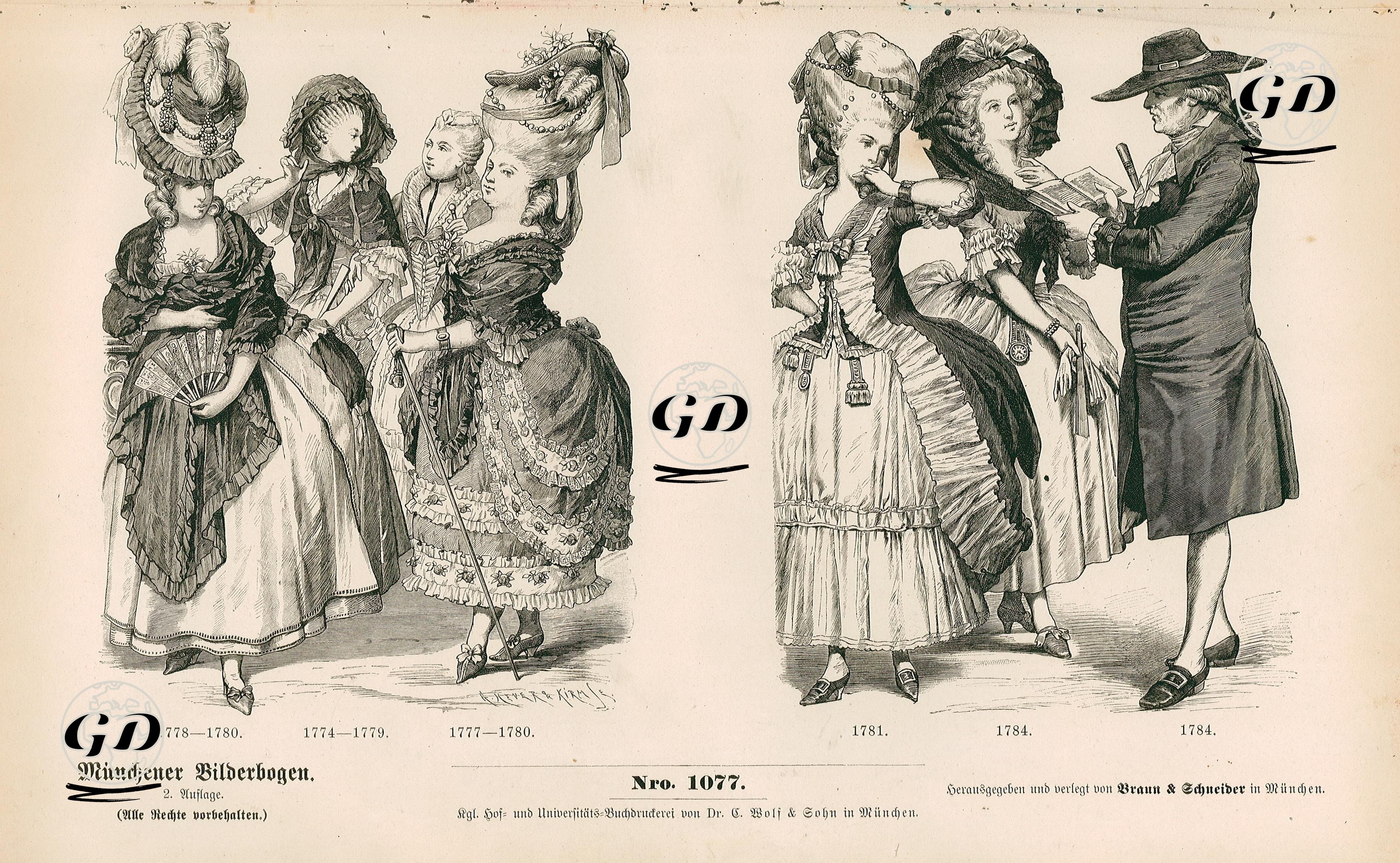 18.Century (XVIII. Jahrhunderts), France Just Before the Revolution- French Dresses Between 1774 and 1784  -  - 1861-1890's