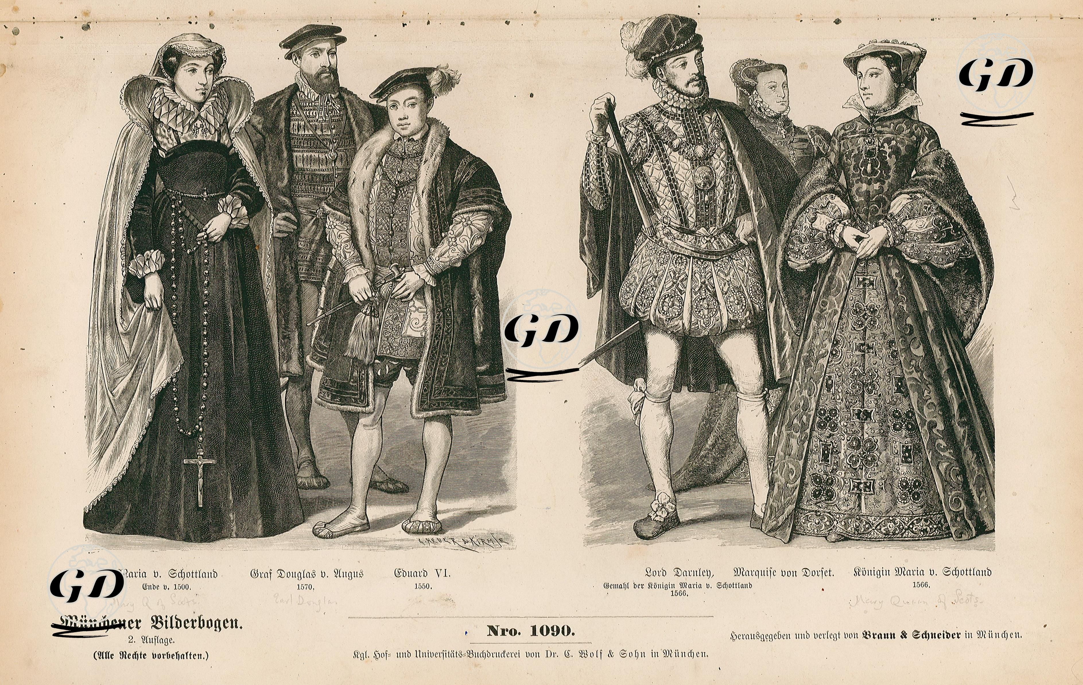 16.Yüzyılda İngiltere- İskoçya Kraliçesi Mary Stuart, Angus Kontu Archibald Douglas(1570) ve İngiltere ile İrlanda Kralı VI. Edward(1550)- İskoçya Kraliçesi Mary Stuart'ın Kocası Lord Darnley (1566), Dorset Markizi Margaret Wotton ve İskoçya Kraliçesi Mary Stuart(1566) -  - 1861-1890's