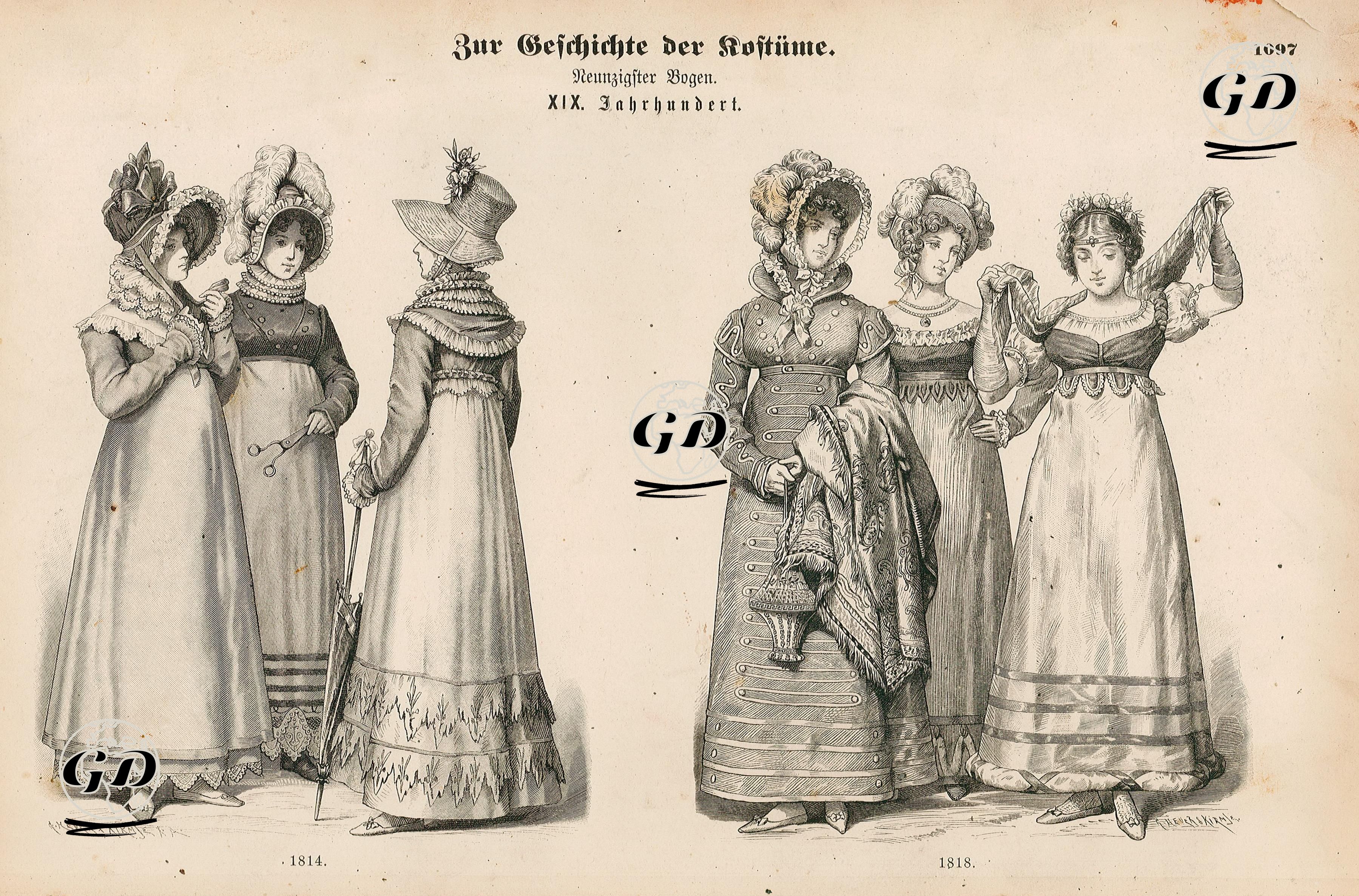 19.Century (XIX. Jahrhunderts)- Woman Dresses in Europe Between 1814 and 1818 -  - 1861-1890's