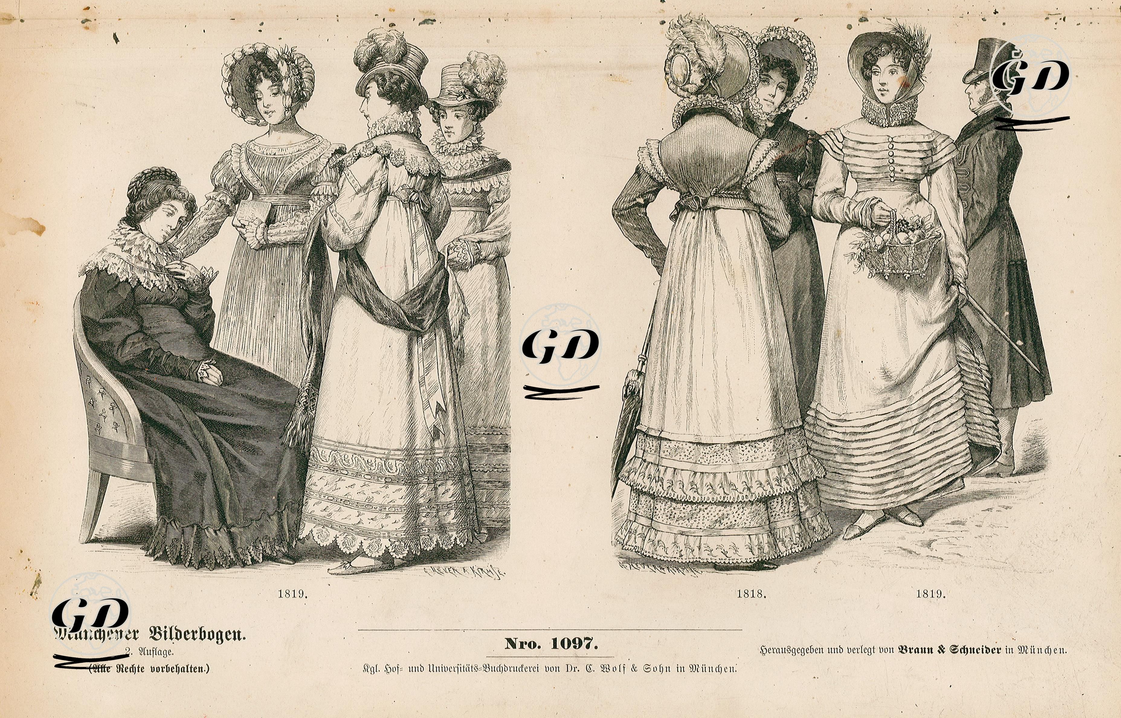 19.Century (XIX. Jahrhunderts)- Woman Dresses in Europe Between 1818 and 1819 -  - 1861-1890's