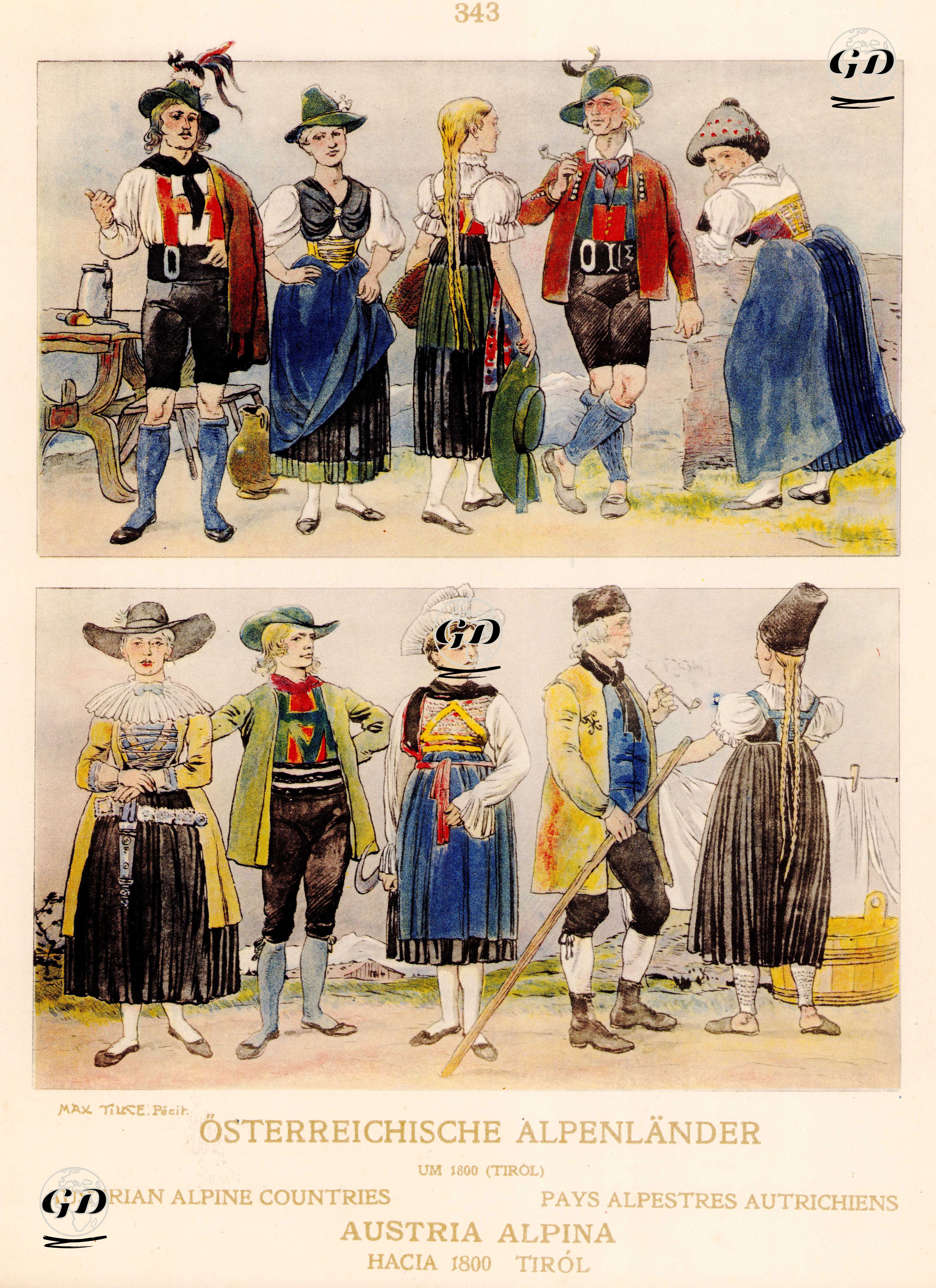 1800'li Yıllarda Avusturya'nın Tirol Bölgesinde Yaşayanların Kıyafetleri - Max Tilke (1869-1942) - 1925