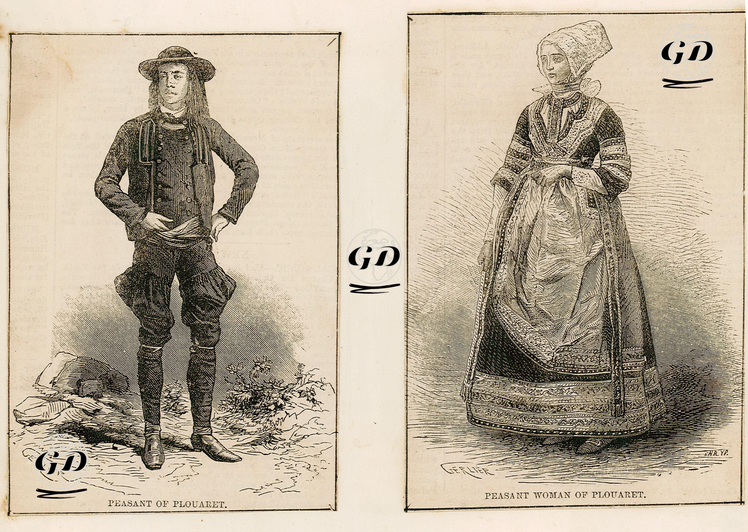Plouaretli Köylü Kadın ve Erkek Kıyafetleri - Gerlier - 1867
