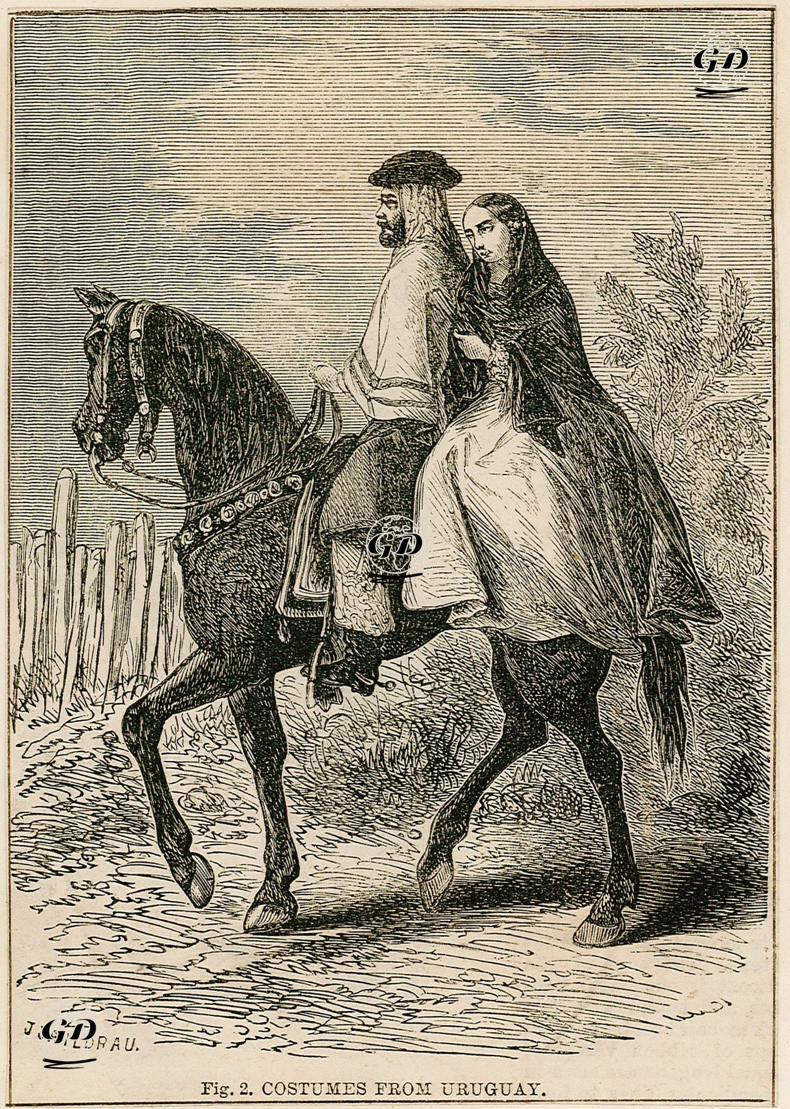 Uruguaylı Kadın ve Erkek Kıyafeti - Jcaildrau - 1868
